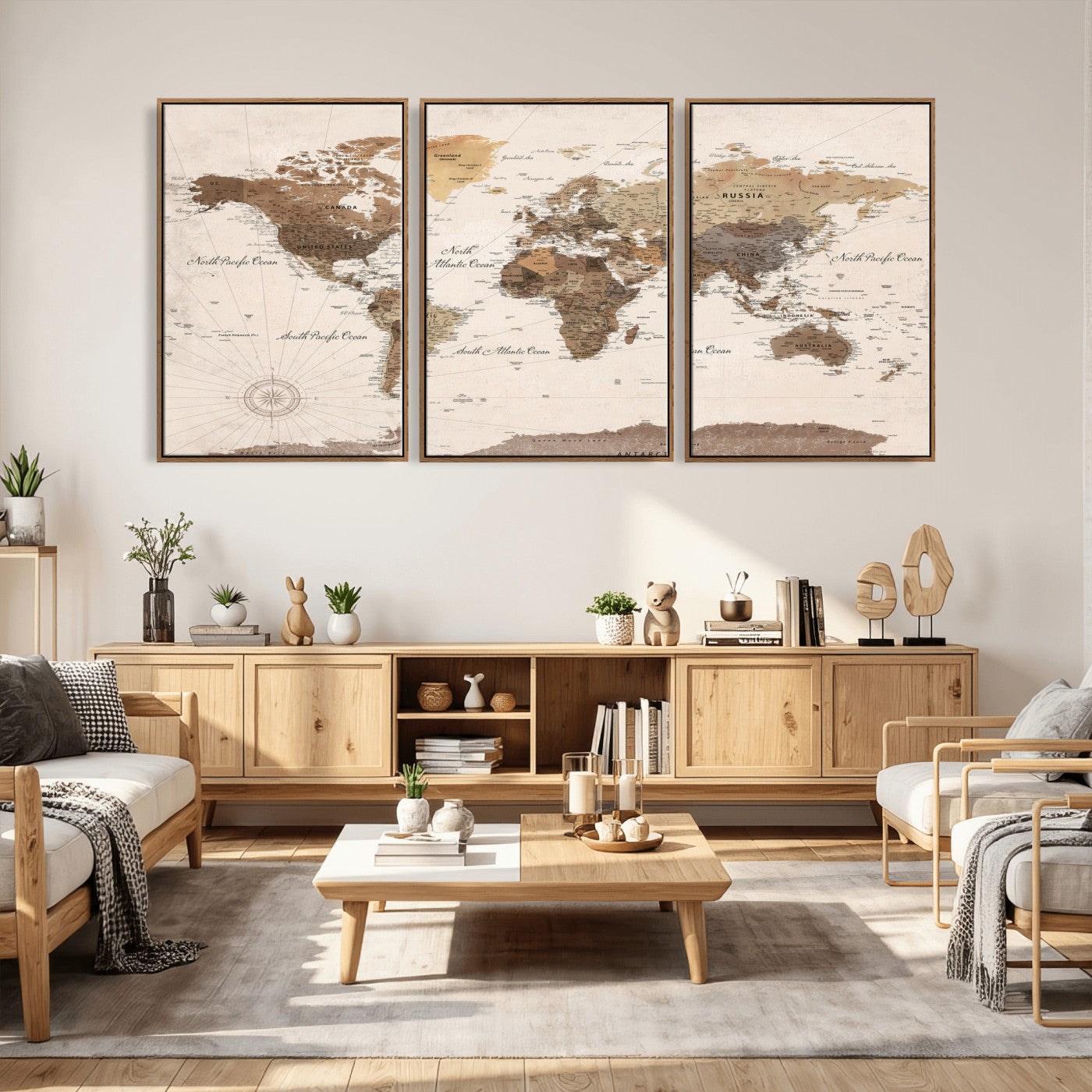 69860078-MGV-CV-36X24 - World Map Wall Art Canvas Print, Modern Decorative Framed Map Artwork Prints for Living Room, Office, Bedroom Wall Decor