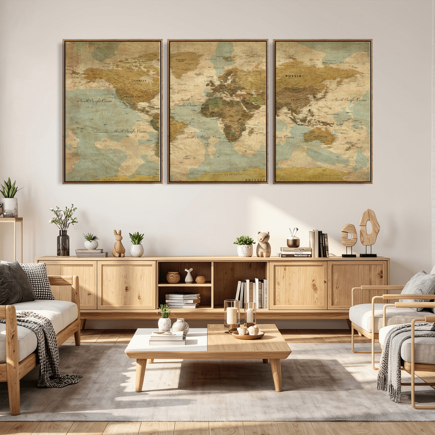 89356927-MGV-CV-36X24 - World Map Wall Art Canvas Print, Modern Decorative Framed Map Artwork Prints for Living Room, Office, Bedroom Wall Decor
