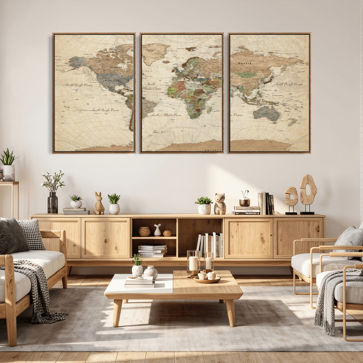 36735609-MGV-CV-36X24 - World Map Wall Art Canvas Print, Modern Decorative Framed Map Artwork Prints for Living Room, Office, Bedroom Wall Decor