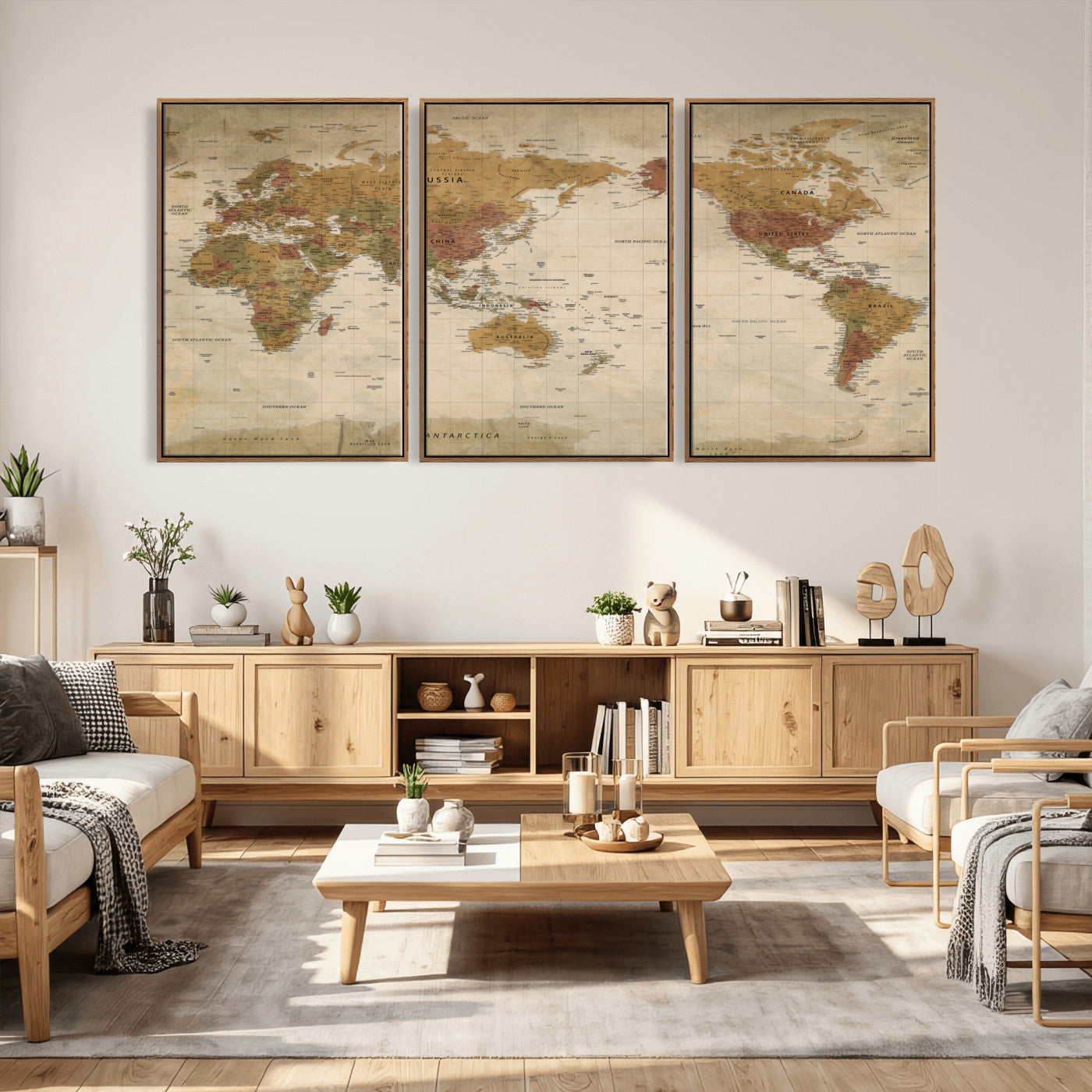 83478963-MGV-CV-36X24 - World Map Wall Art Canvas Print, Modern Decorative Framed Map Artwork Prints for Living Room, Office, Bedroom Wall Decor