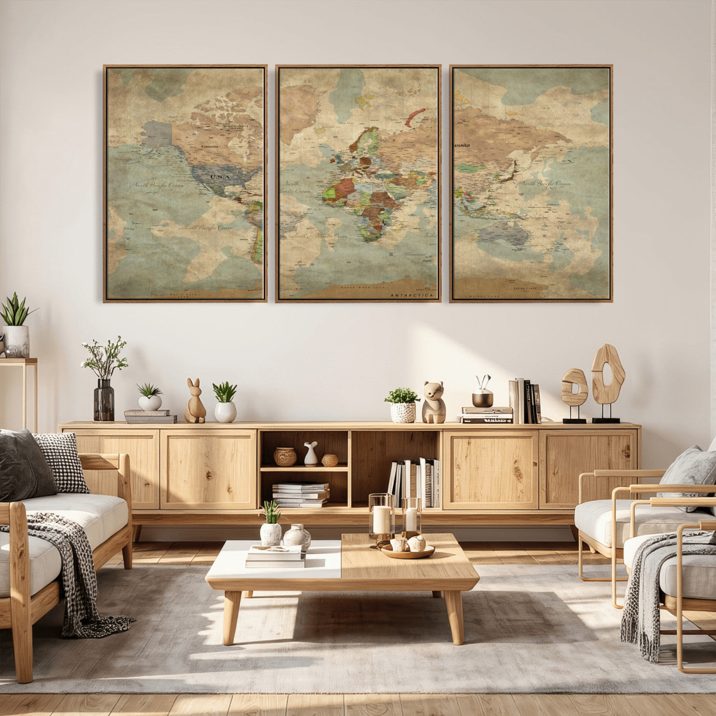 31492148-MGV-CV-36X24 - World Map Wall Art Canvas Print, Modern Decorative Framed Map Artwork Prints for Living Room, Office, Bedroom Wall Decor