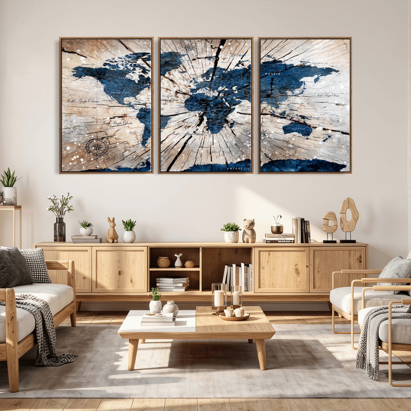 19478704-MGV-CV-36X24 - World Map Wall Art Canvas Print, Modern Decorative Framed Map Artwork Prints for Living Room, Office, Bedroom Wall Decor