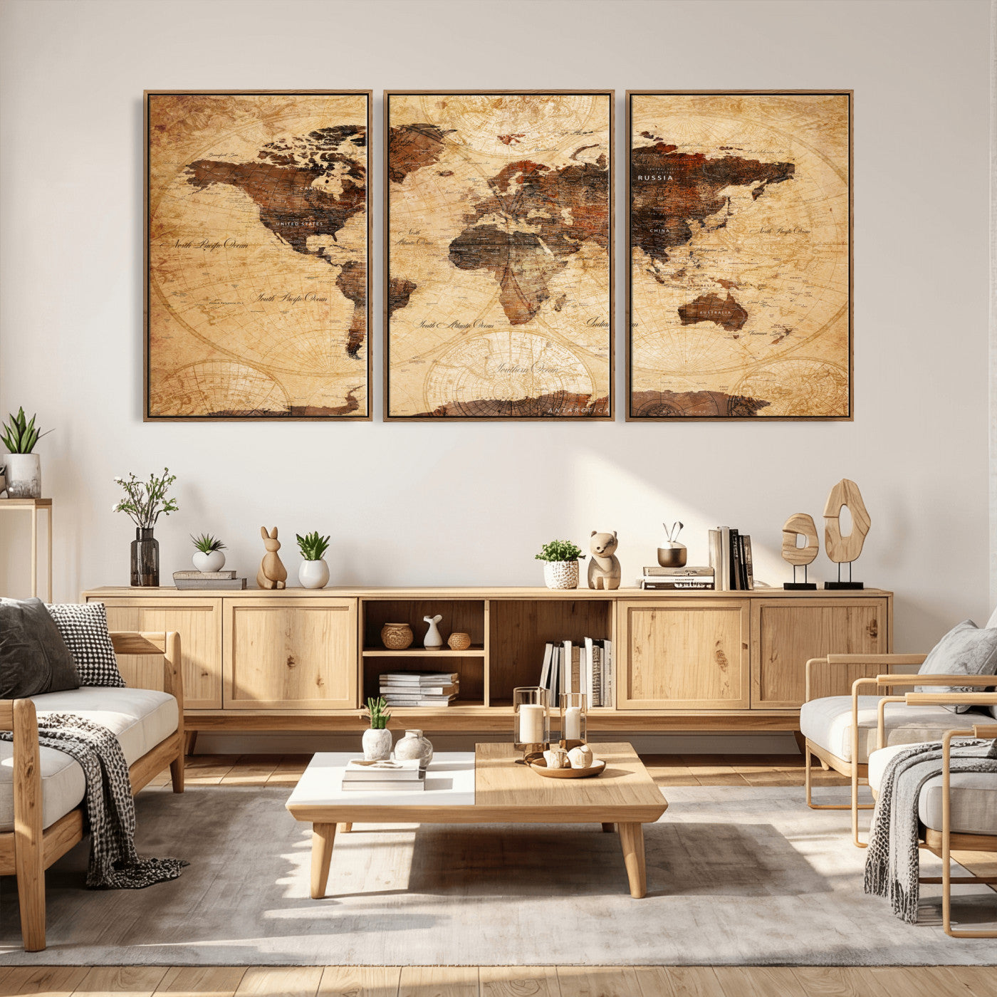 40760475-MGV-CV-36X24 - World Map Wall Art Canvas Print, Modern Decorative Framed Map Artwork Prints for Living Room, Office, Bedroom Wall Decor