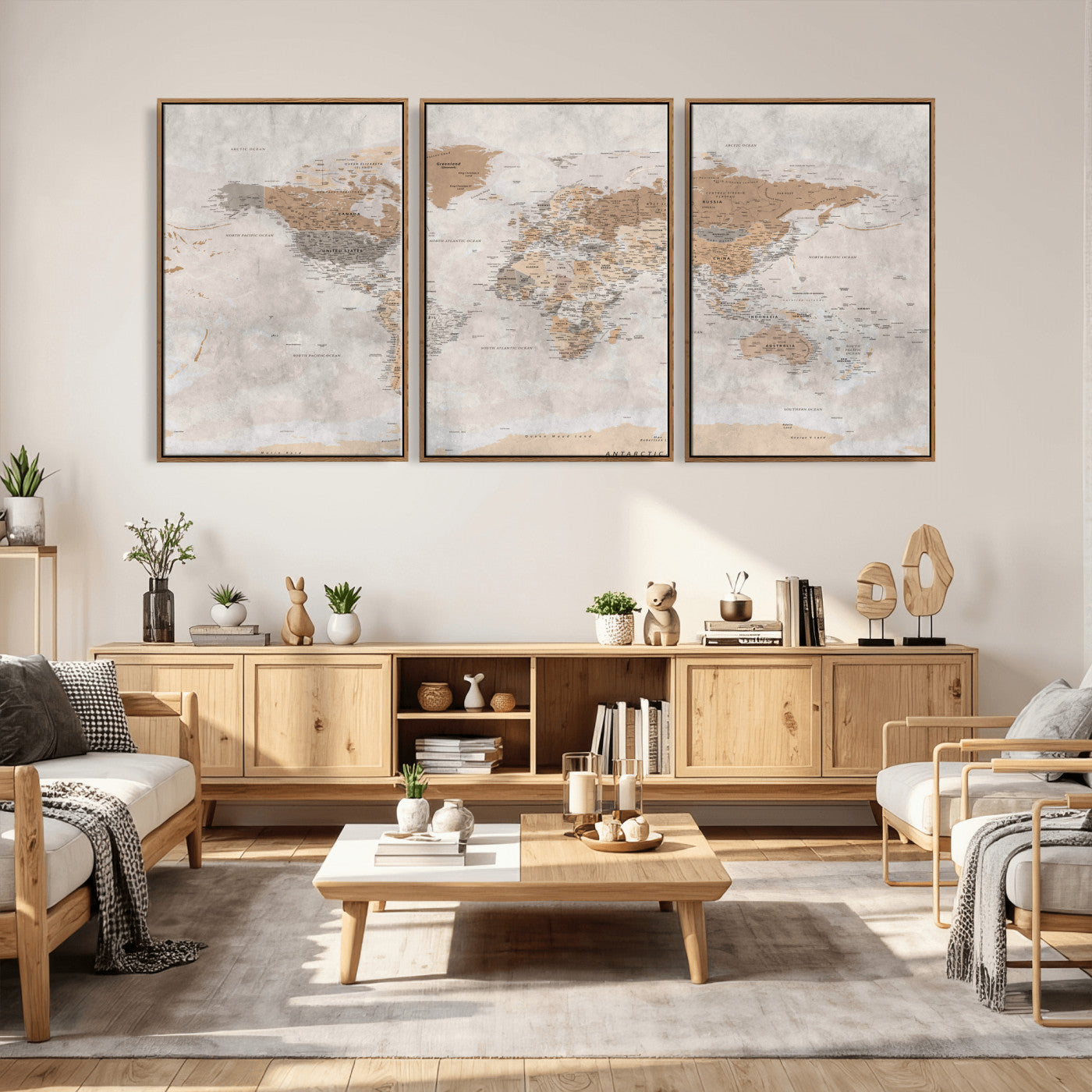 34051638-MGV-CV-36X24 - World Map Wall Art Canvas Print, Modern Decorative Framed Map Artwork Prints for Living Room, Office, Bedroom Wall Decor