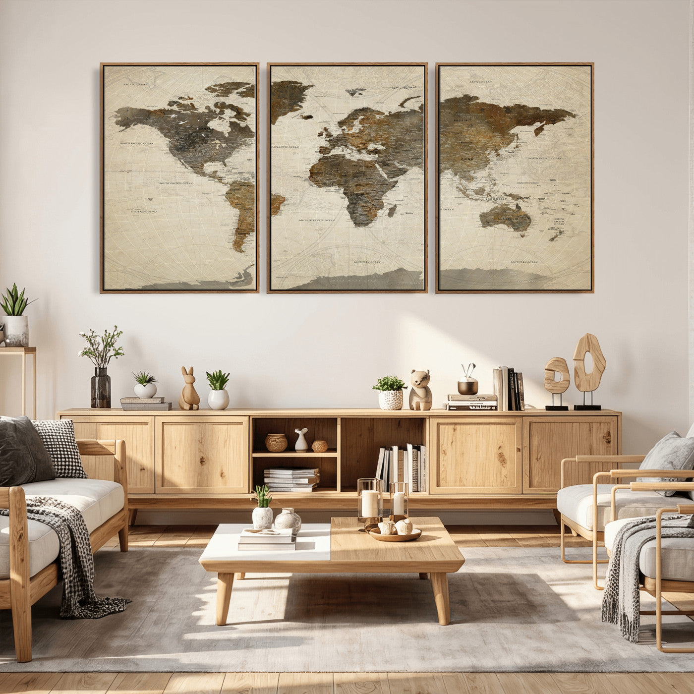 49623468-MGV-CV-36X24 - World Map Wall Art Canvas Print, Modern Decorative Framed Map Artwork Prints for Living Room, Office, Bedroom Wall Decor