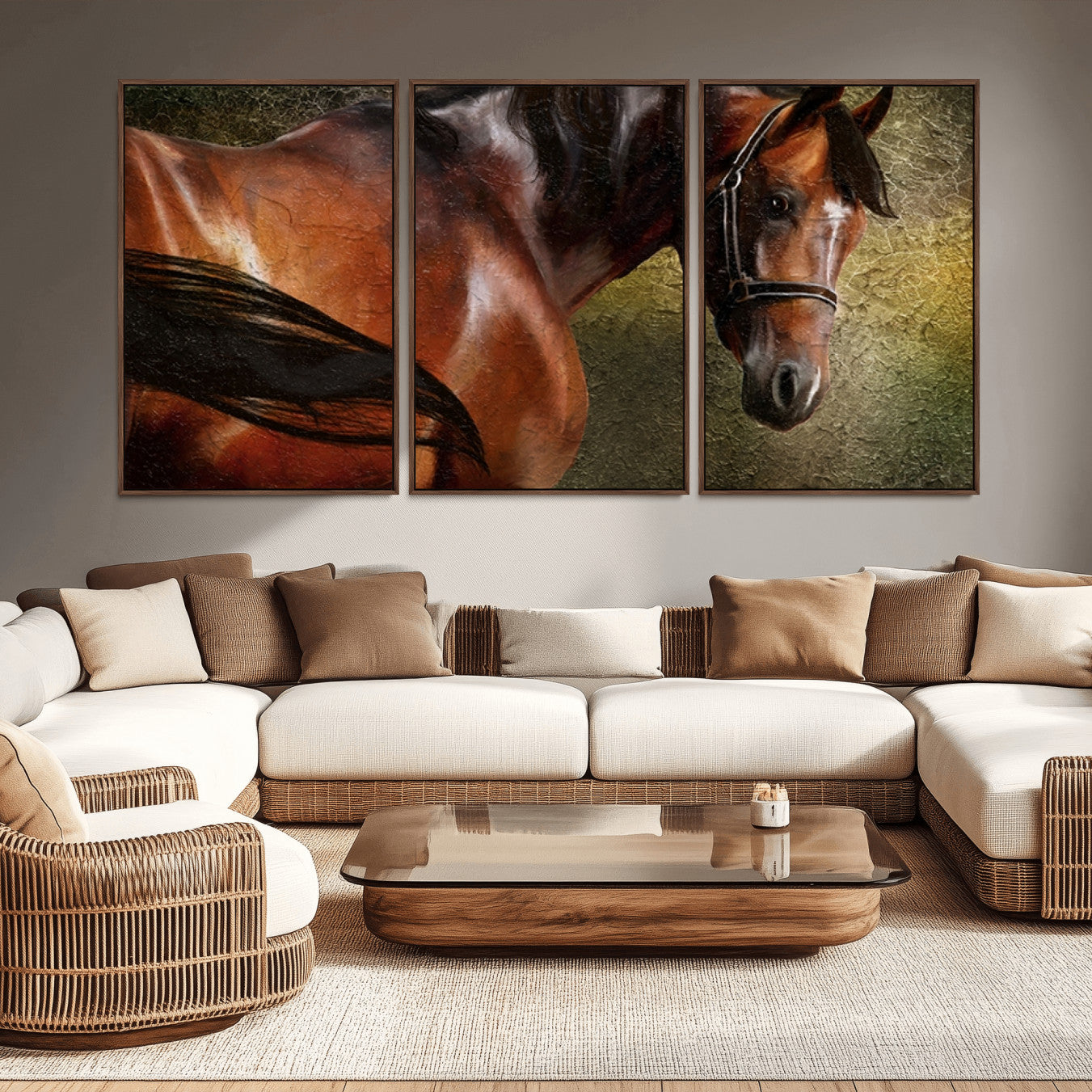 -Majestic Brown Horse Wall Art Canvas Print – Framed Equestrian Artwork with Elegant Stallion Artwork for Home or Office Decor