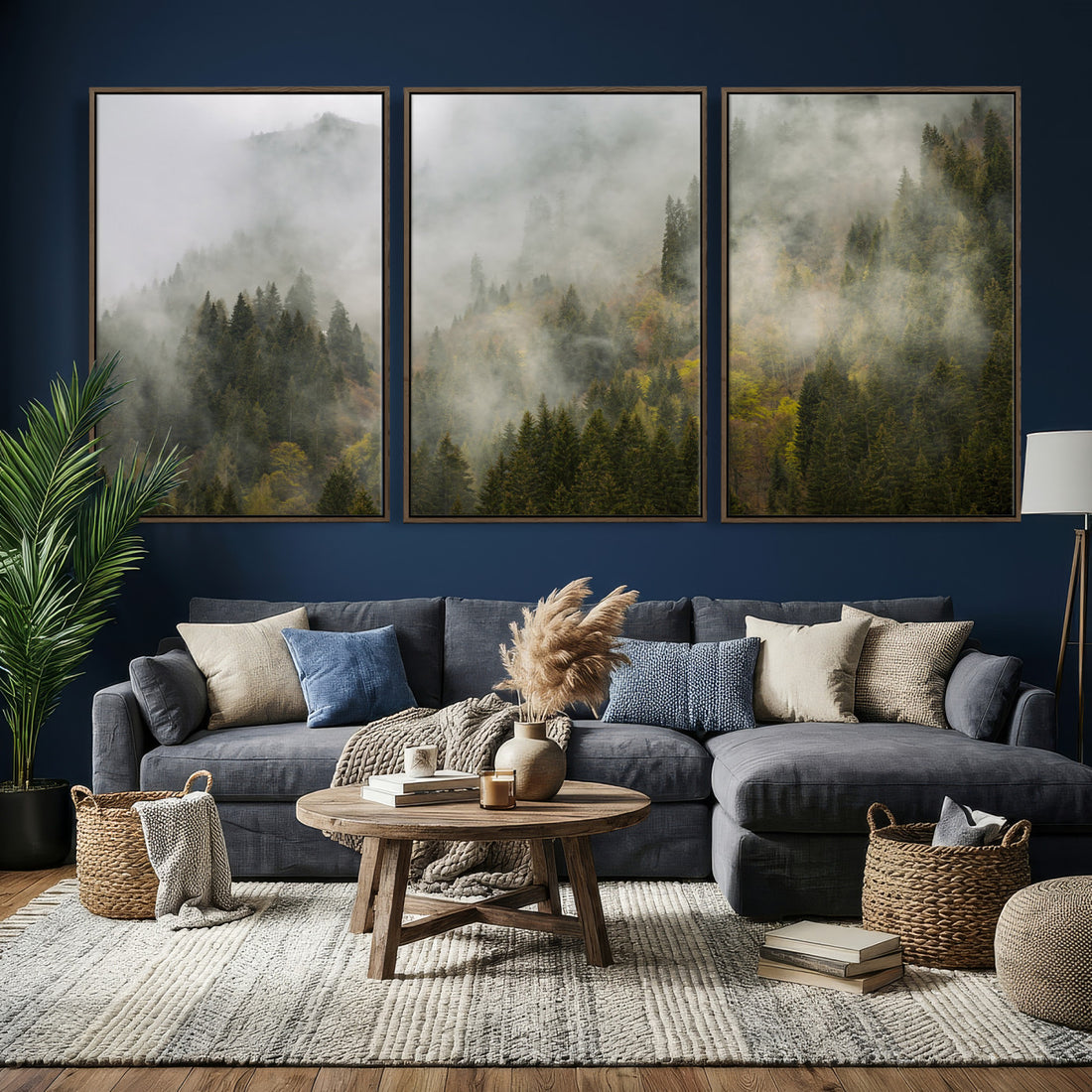 Misty Mountain Canvas Print, Foggy Pine Trees Nature Wall Art