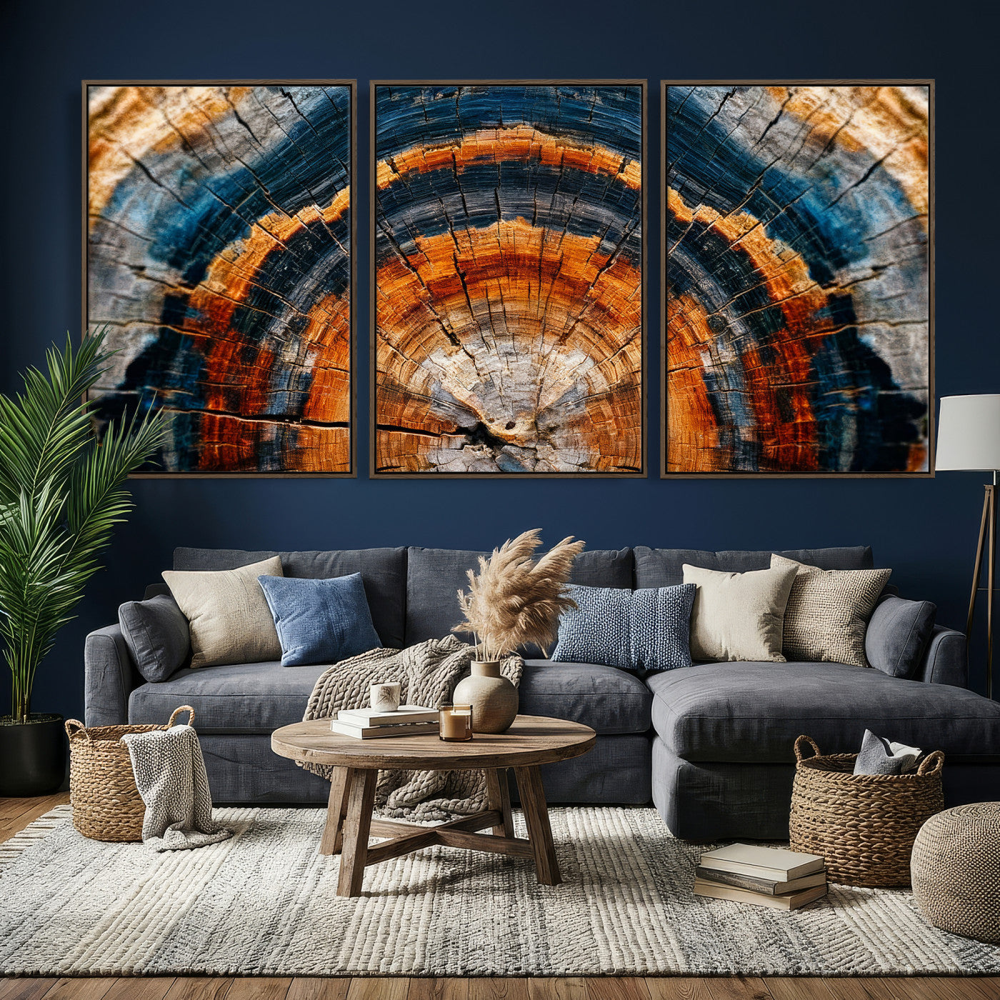 92693966N-MGV-CV-36X24 - Abstract Wood Grain Canvas Print, Tree Ring Pattern Wall Art, Framed Canvas Ready to Hang