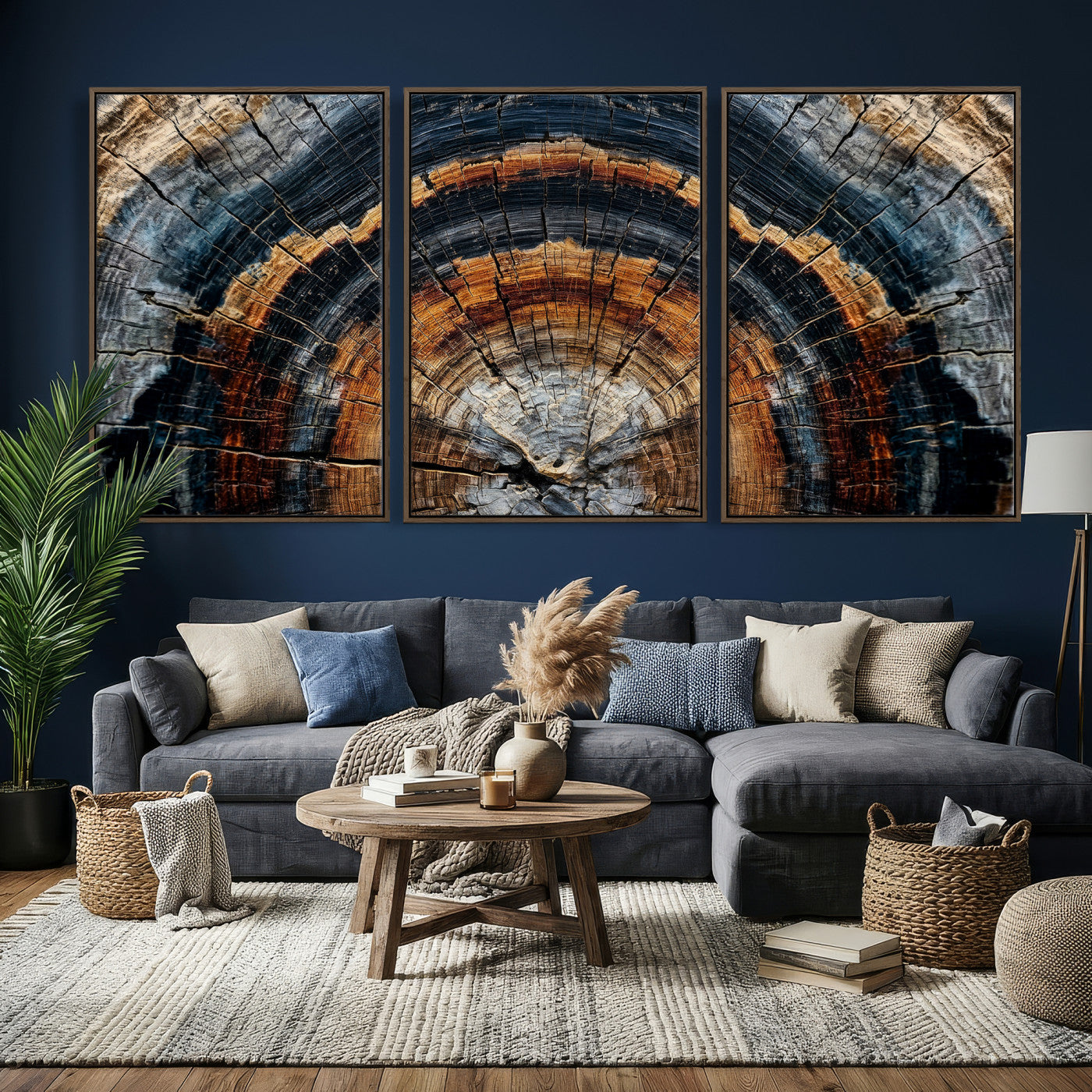 92693966A-MGV-CV-36X24 - Abstract Wood Grain Canvas Print, Tree Ring Pattern Wall Art, Framed Canvas Ready to Hang