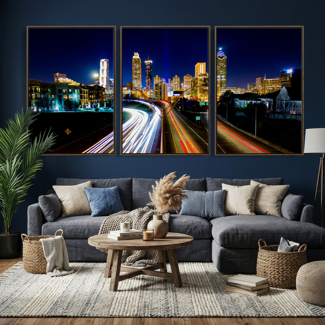 Atlanta Skyline Wall Art Canvas Print, Atlanta Downtown Night Cityscape