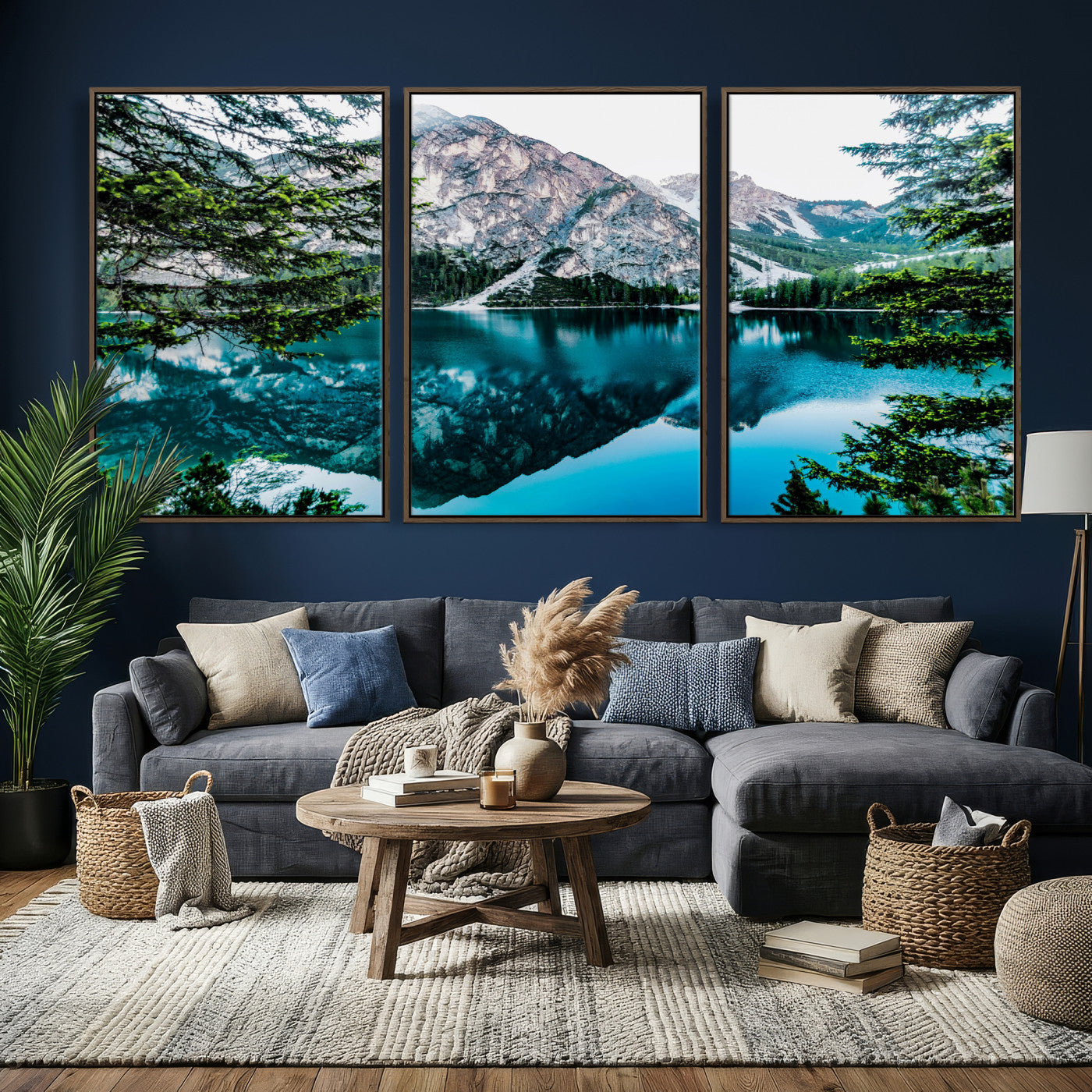 61202865-MGV-CV-36X24 - Alpine Mountain Lake Wall Art Canvas Print – Turquoise Reflection Landscape Photography Artwork Print for Living Room, Cabin, and Nature Home Decor