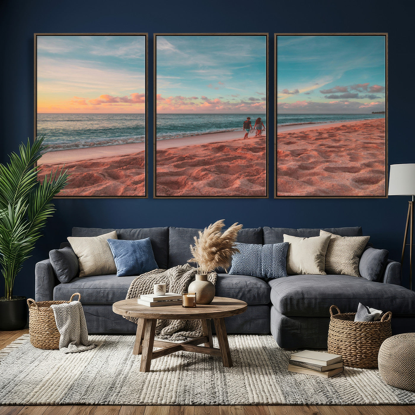 44501307-MGV-CV-36X24 - Pastel Beach Walk Wall Art Canvas Print – Soft Coastal Photography Artwork Print for Bedroom, Living Room, and Serene Home Decor