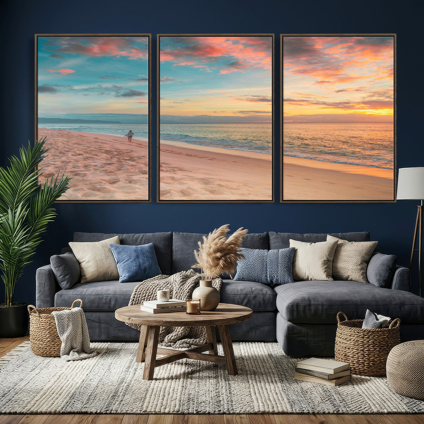 24511398-MGV-CV-36X24 - Beach Walk Wall Art Canvas Print – Soft Coastal Photography Artwork Print for Bedroom, Living Room, and Serene Home Decor