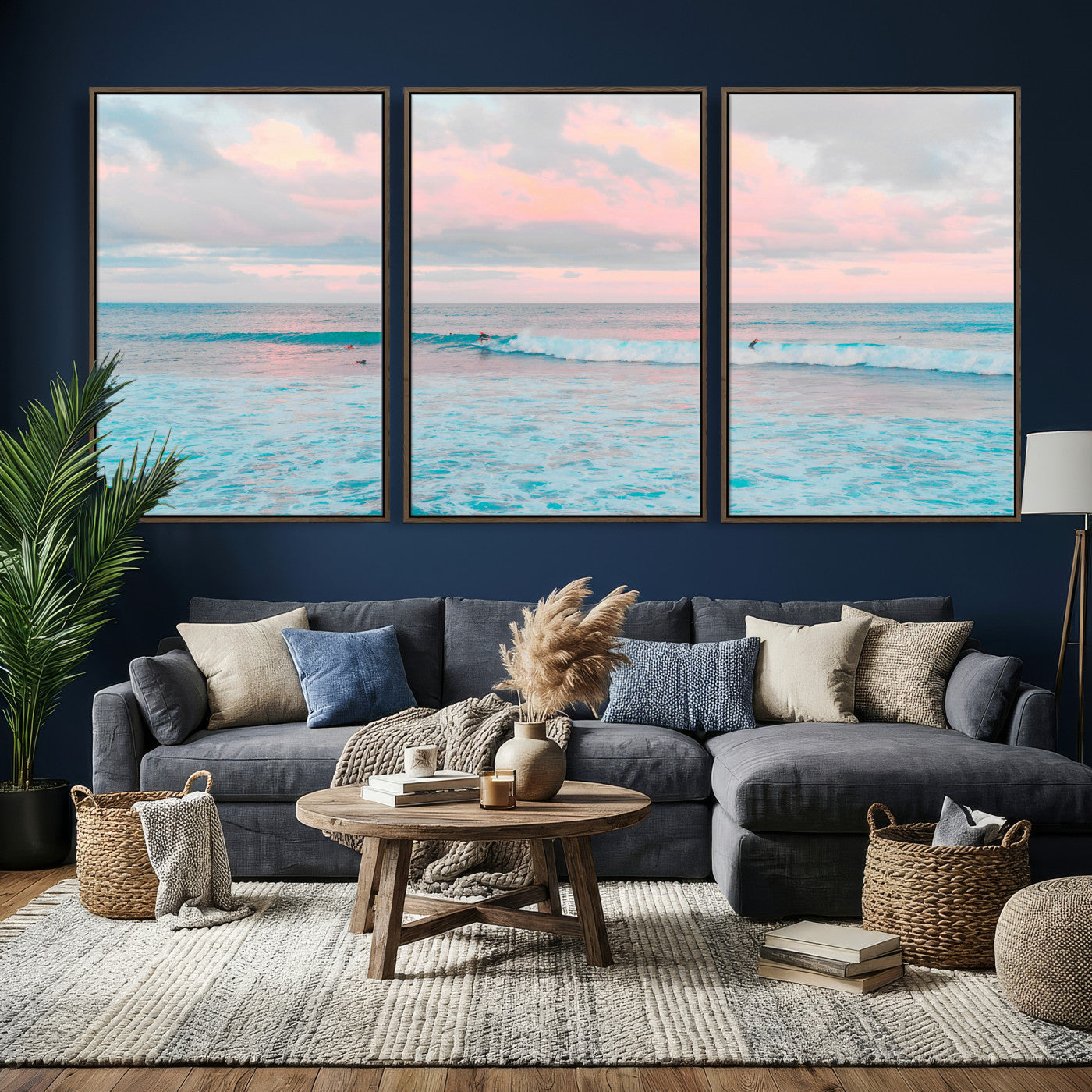 73216461-MGV-CV-36X24 - Ocean Wave Wall Art Canvas Print, Pastel Surf Seascape Photography, Coastal Beach Wall Decor