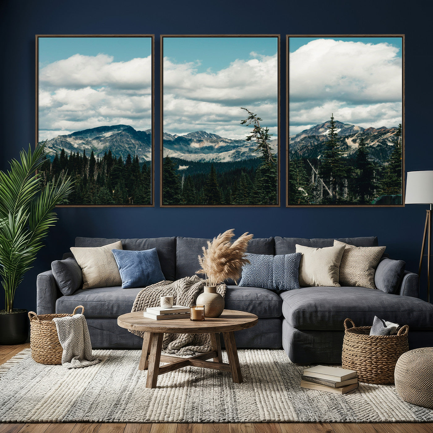 30416773-MGV-CV-36X24 - Mountain Forest Wall Art Canvas Print, Alpine Pine Tree Landscape Photography, Scenic Wilderness Mountain View, Nature Wall Decor
