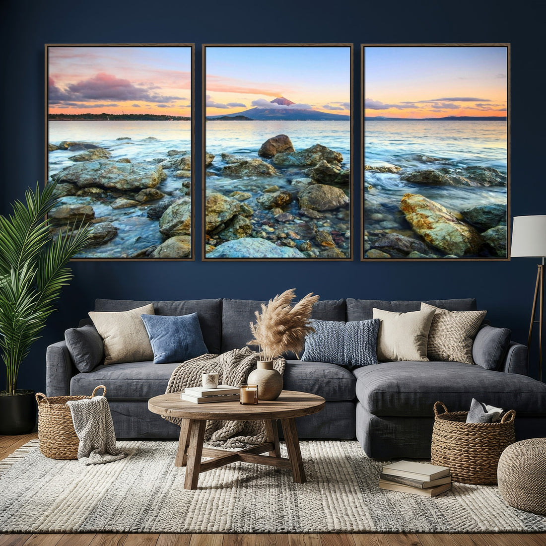 Mayon Volcano Seascape Wall Art Canvas Print, Tropical Ocean Shore Philippines Coastal Scenery