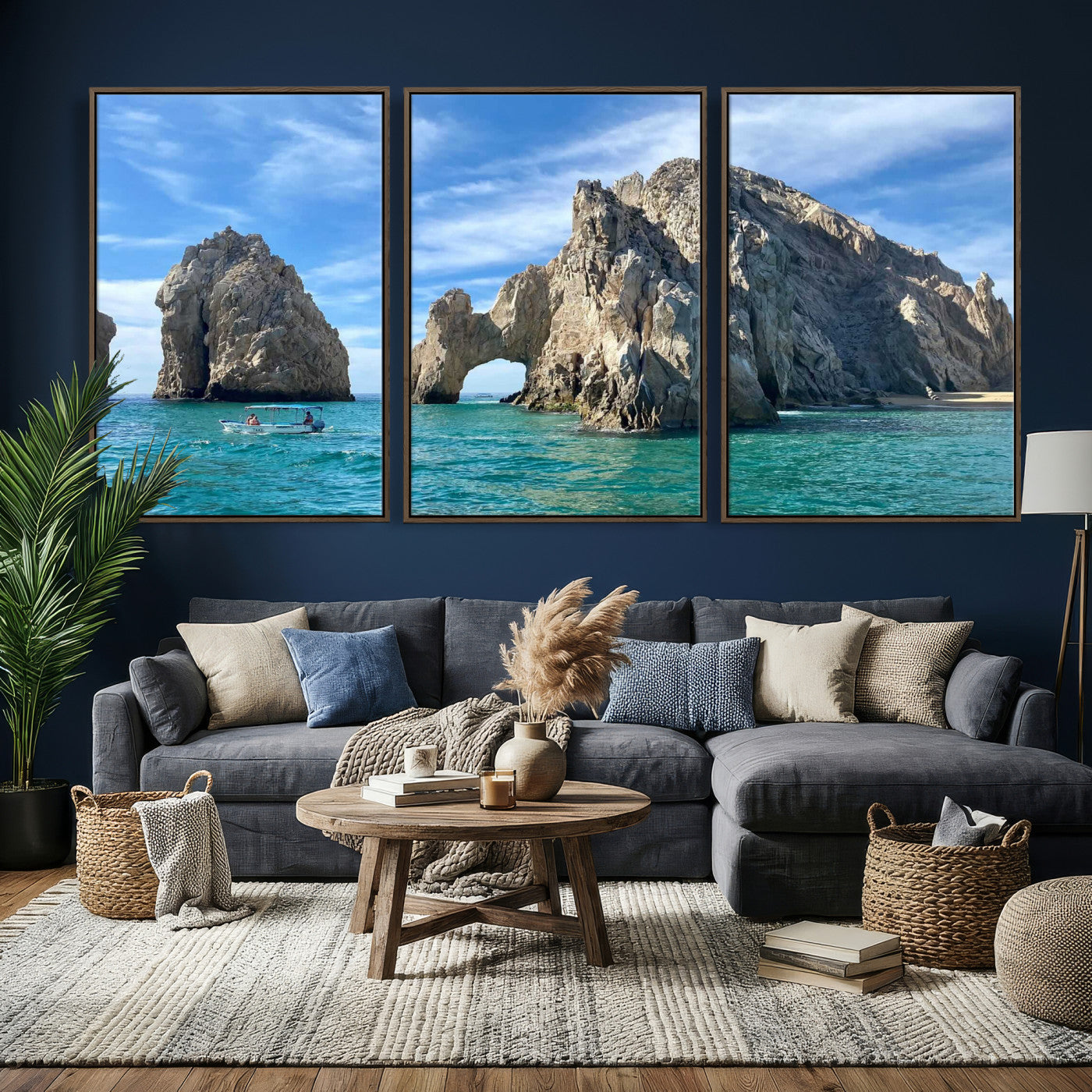 20946478-MGV-CV-36X24 - El Arco Cabo San Lucas Ocean Arch Wall Art Canvas Print, Baja California Rock Arch Seascape Canvas Print, Mexico Coastal Landmark Scenic Art Printing