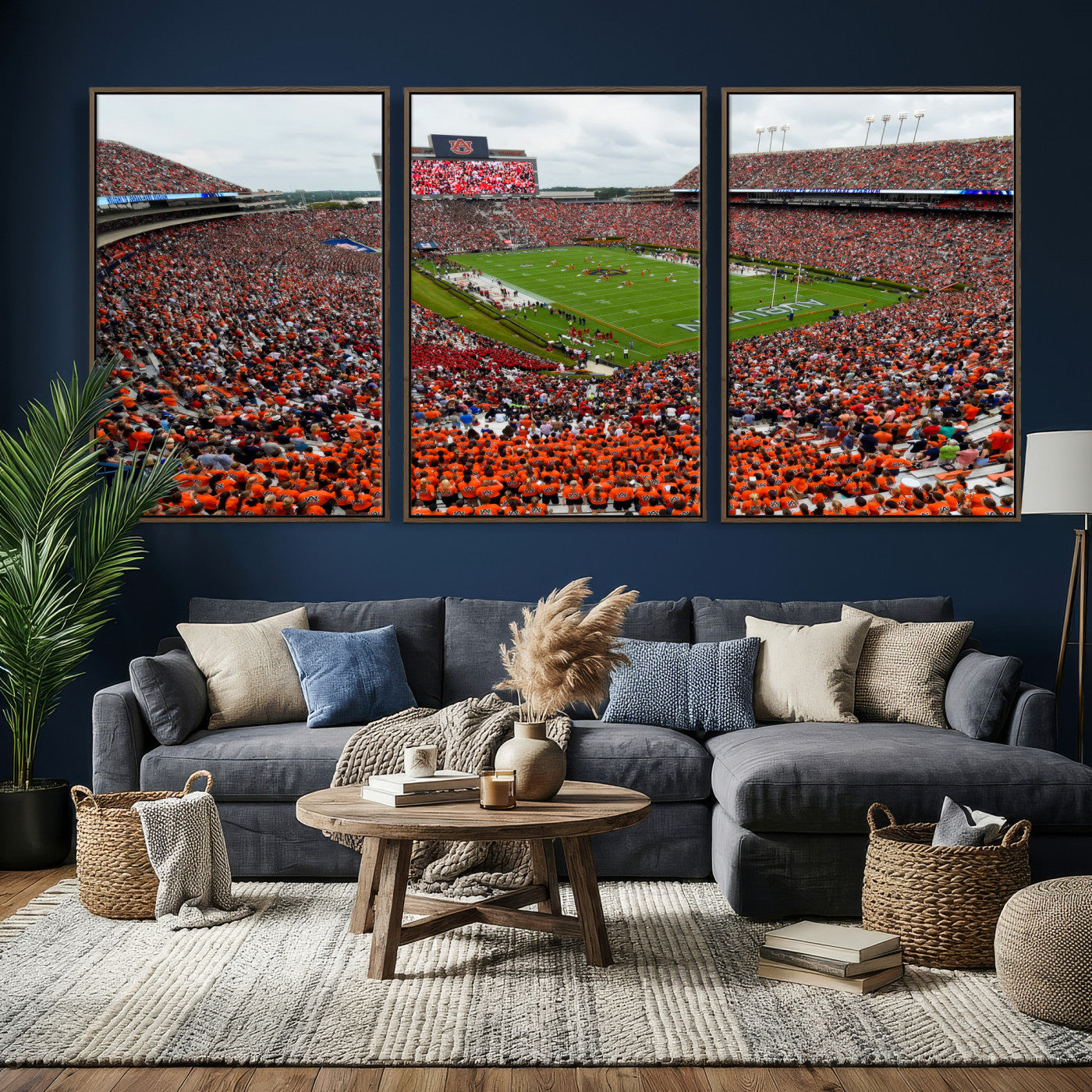 82562490-MGV-CV-36X24 - Auburn Stadium Sunset Wall Art Canvas Print, Jordan Hare Stadium Game Day Crowd, Auburn Tigers Football Artwork