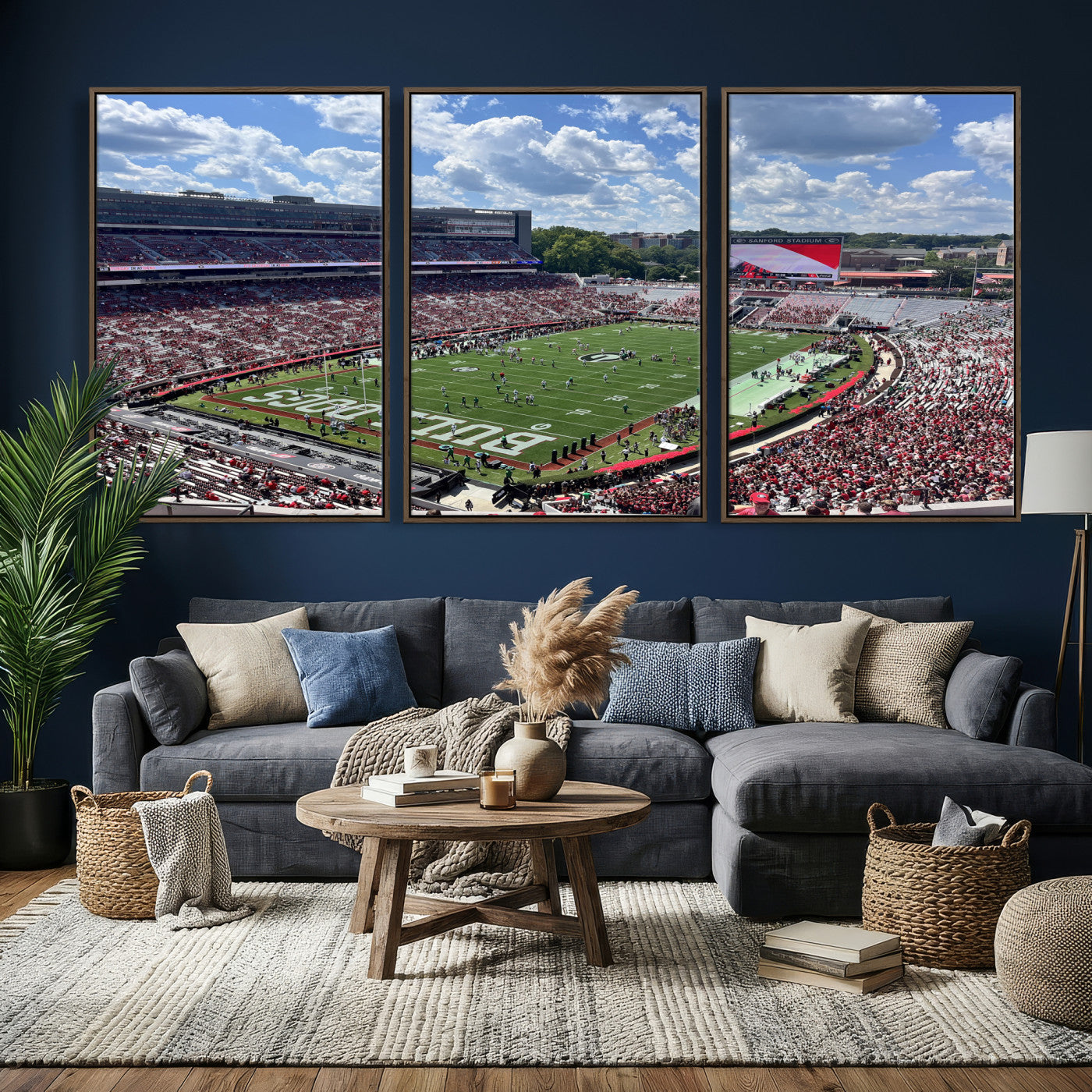 10665453-MGV-CV-36X24 - Georgia Bulldogs Stadium Wall Art Canvas Print, Sanford Stadium Football Field Panorama, College Football Game Day Wall Decor