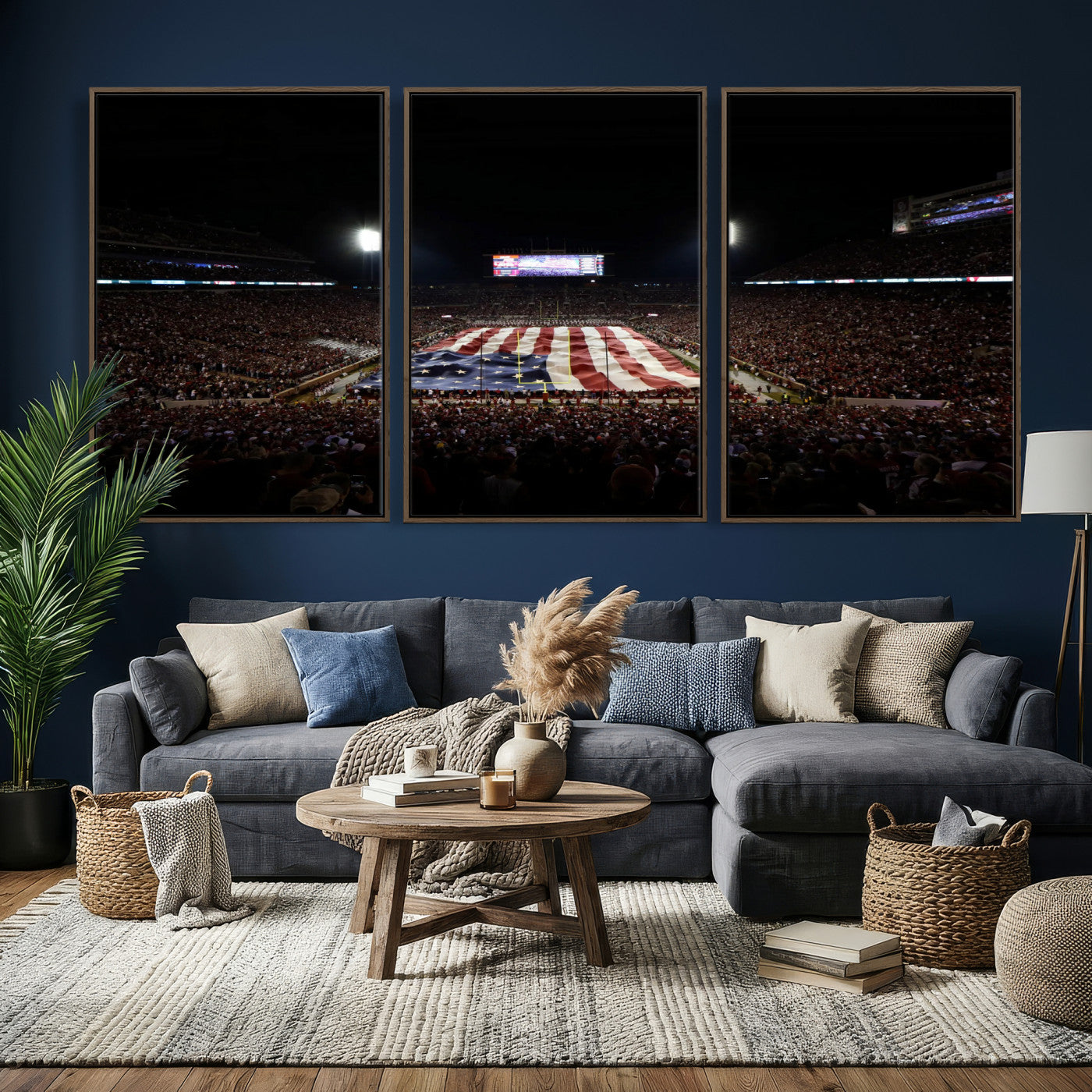 98418189-MGV-CV-36X24 - Oklahoma Memorial Stadium Wall Art Canvas Print – Oklahoma Sooners Football Artwork for Home, Office, and Sports Room Decor