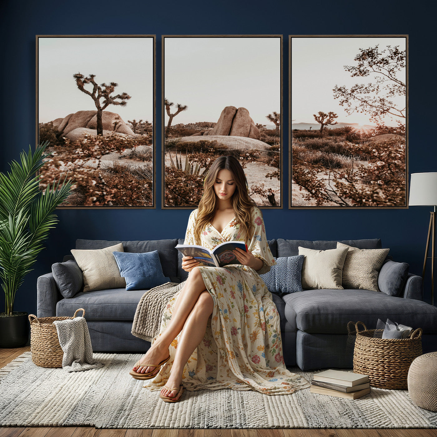 75778944-MGV-CV-36X24 - Joshua Tree Desert Canvas Wall Art Print - Desert Landscape Photography, Boho Southwest Wall Decor, Nature Canvas - Ready to Hang