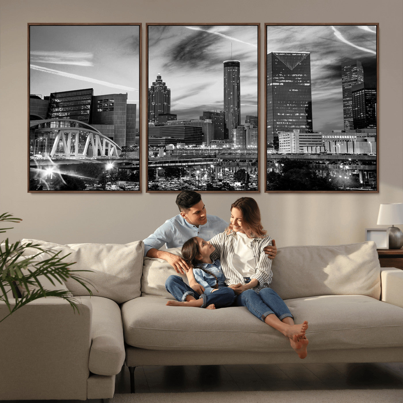 34800-MGV-FC-60X30-3P_Walnut-Black and White Atlanta Wall Art Canvas Print