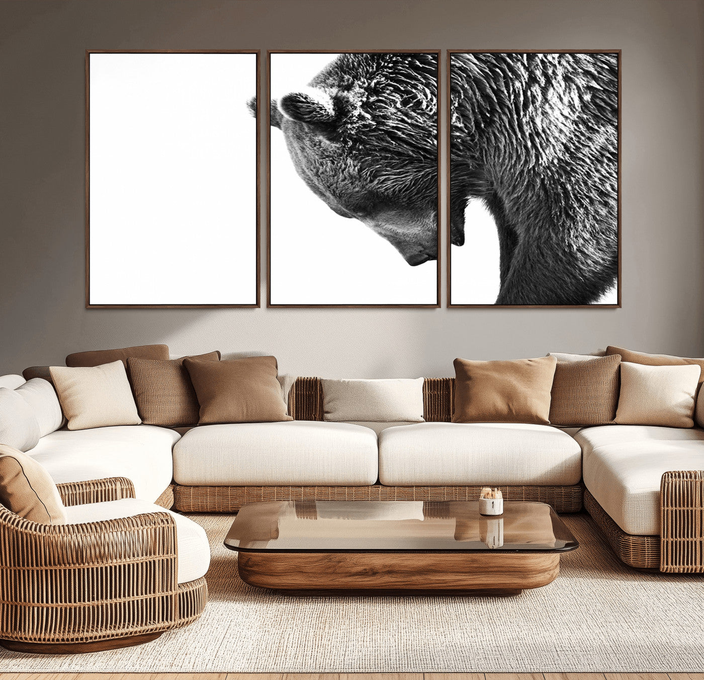 35398-MGV-CV-36X24-Black and White Grizzly 399 Bear Canvas Print Wall Art | Large Wildlife Canvas Print for Living
