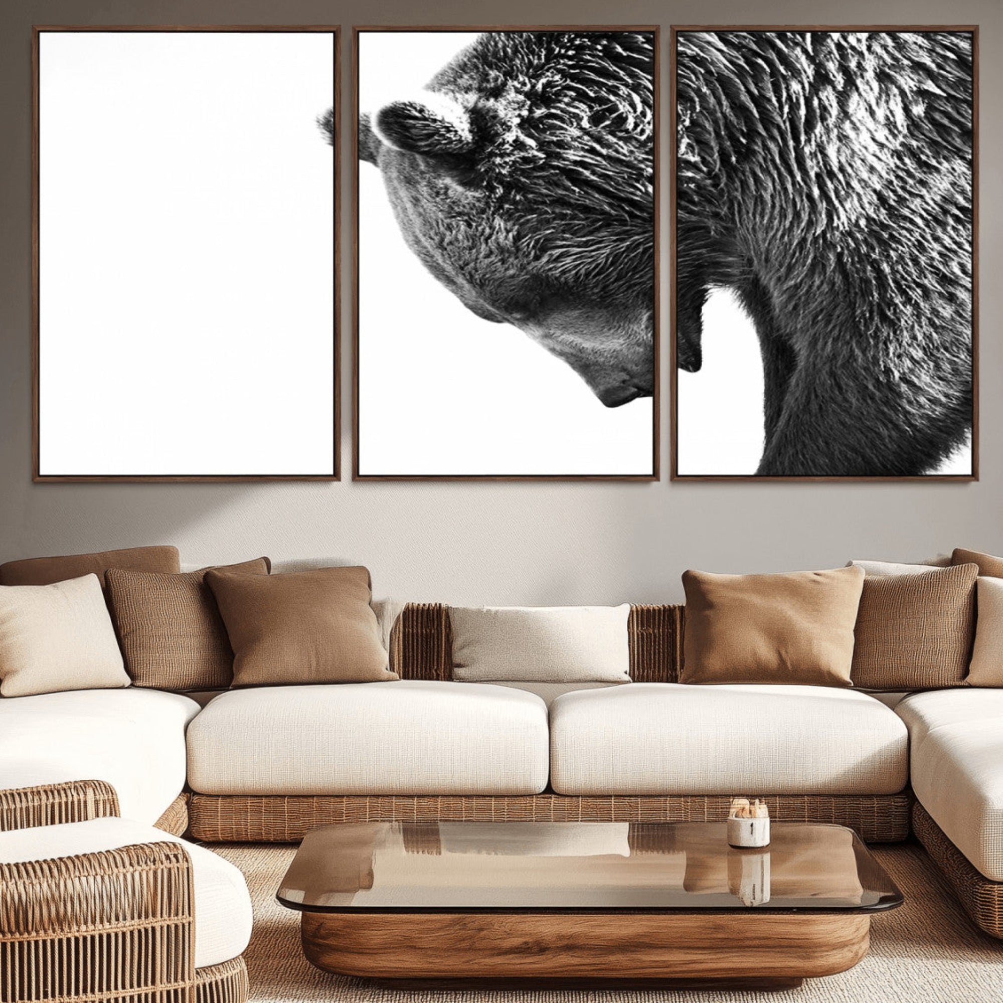 35398-MGV-CV-36X24-Black and White Grizzly 399 Bear Canvas Print Wall Art | Large Wildlife Canvas Print for Living