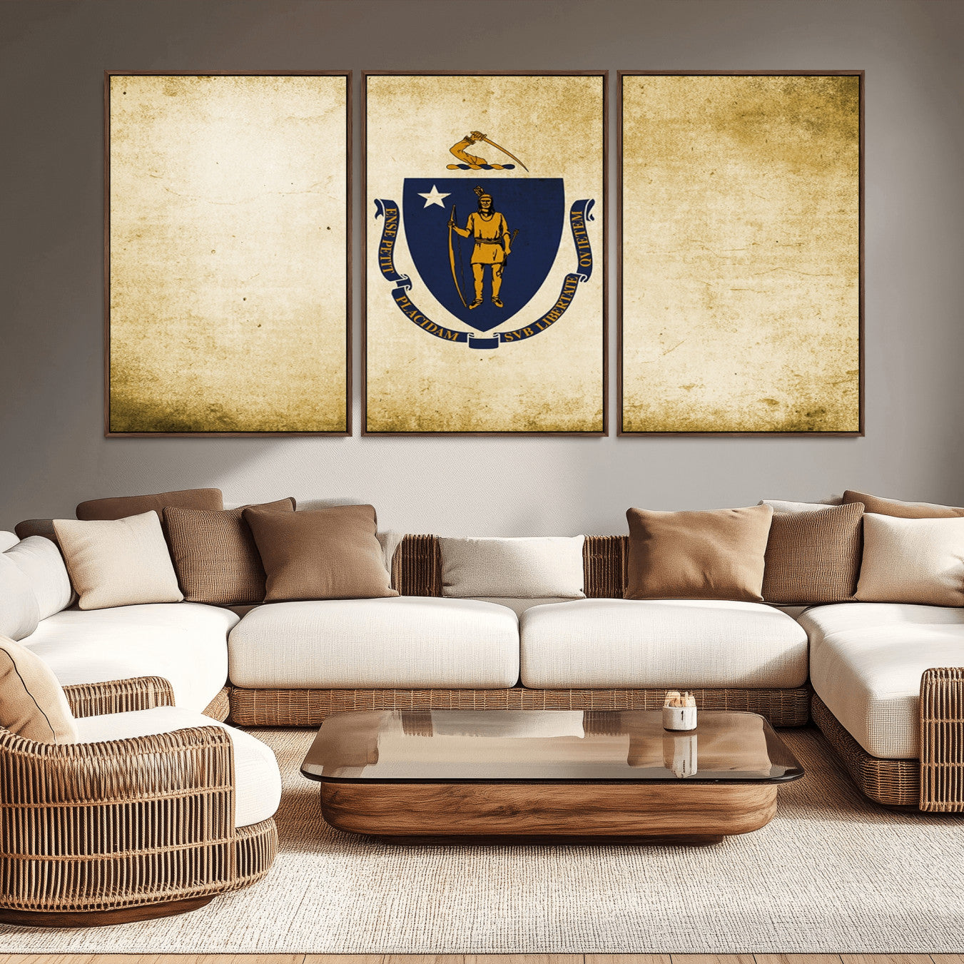 -Massachusetts Flag Wall Art Canvas Print
