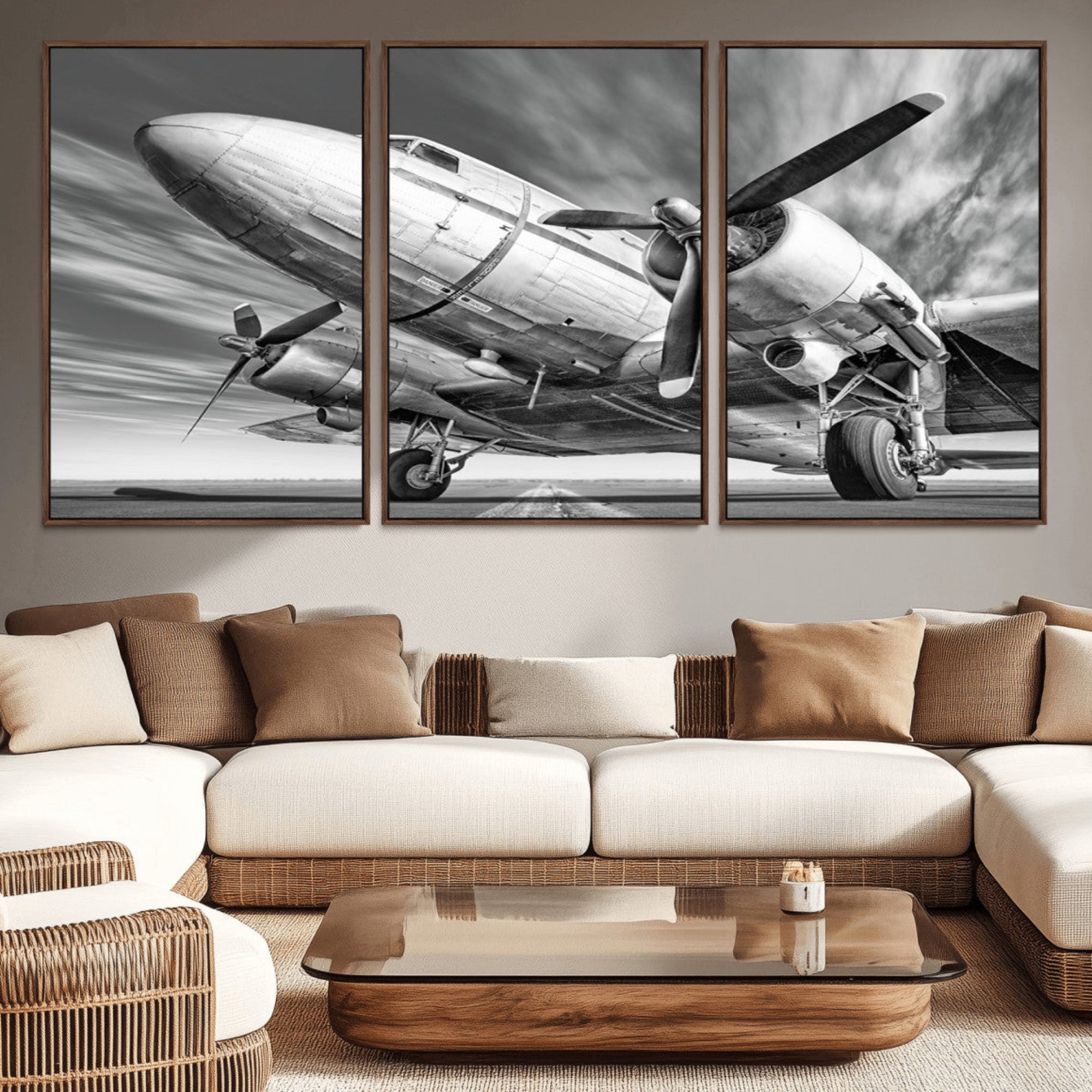82744-MGV-CV-36X24-Vintage Airplane on Runway Canvas Print