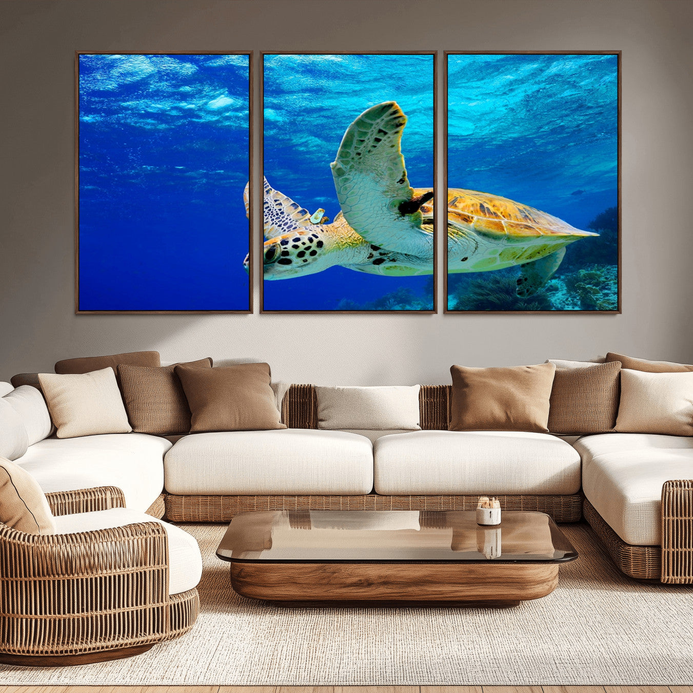 -Sea Turtle Wall Art Canvas Print, Sea life in the Ocean Wall Art Printing