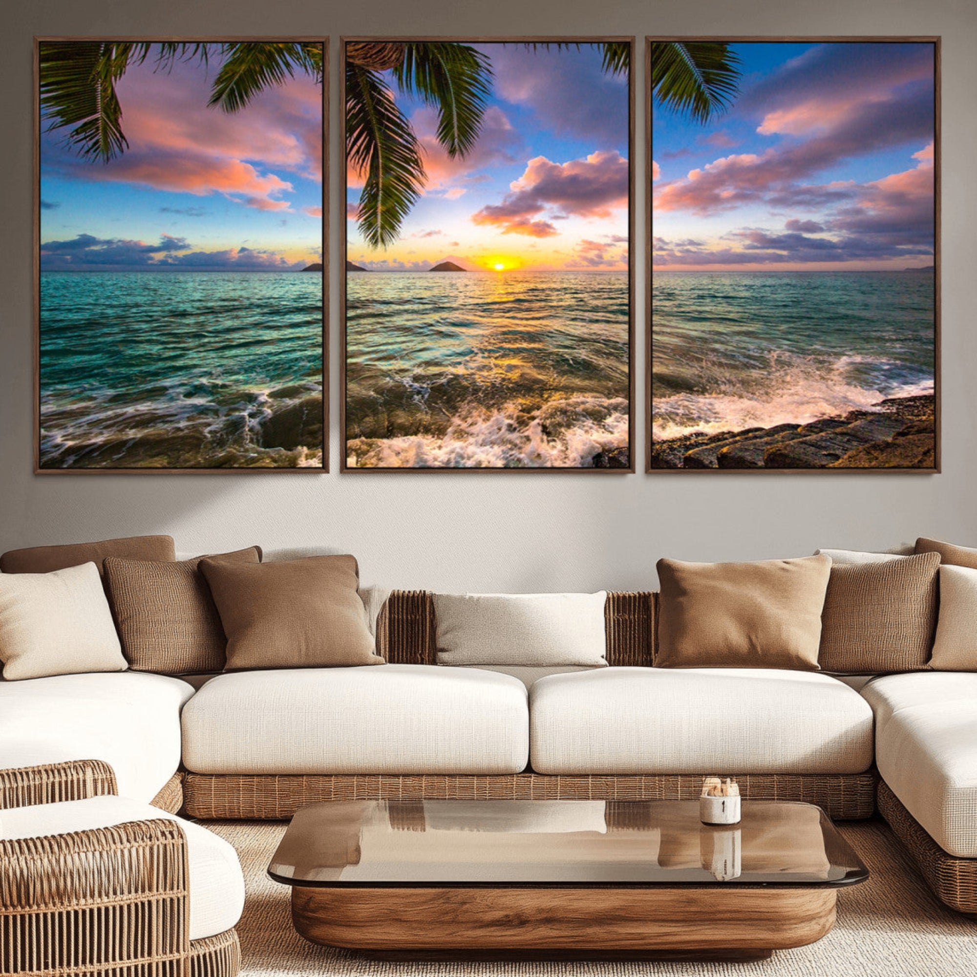 85985-MGV-CV-36X24-Framed Tropical Sunset Art Canvas Print