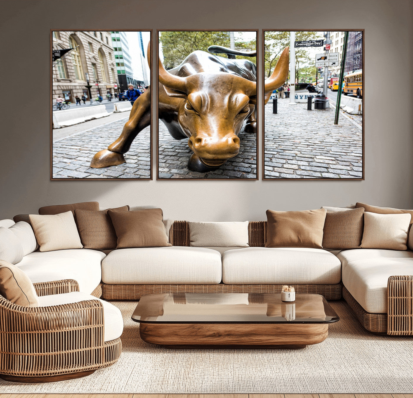 -Charging Bull Wall Art Canvas Print