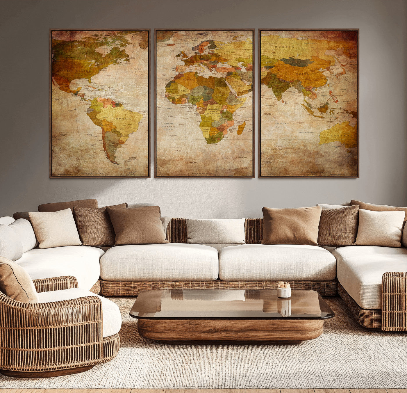 -Push Pin World Map Canvas Print – Travel Tracker Wall Art for Couples, Perfect Anniversary Gift for Home or Office Decor