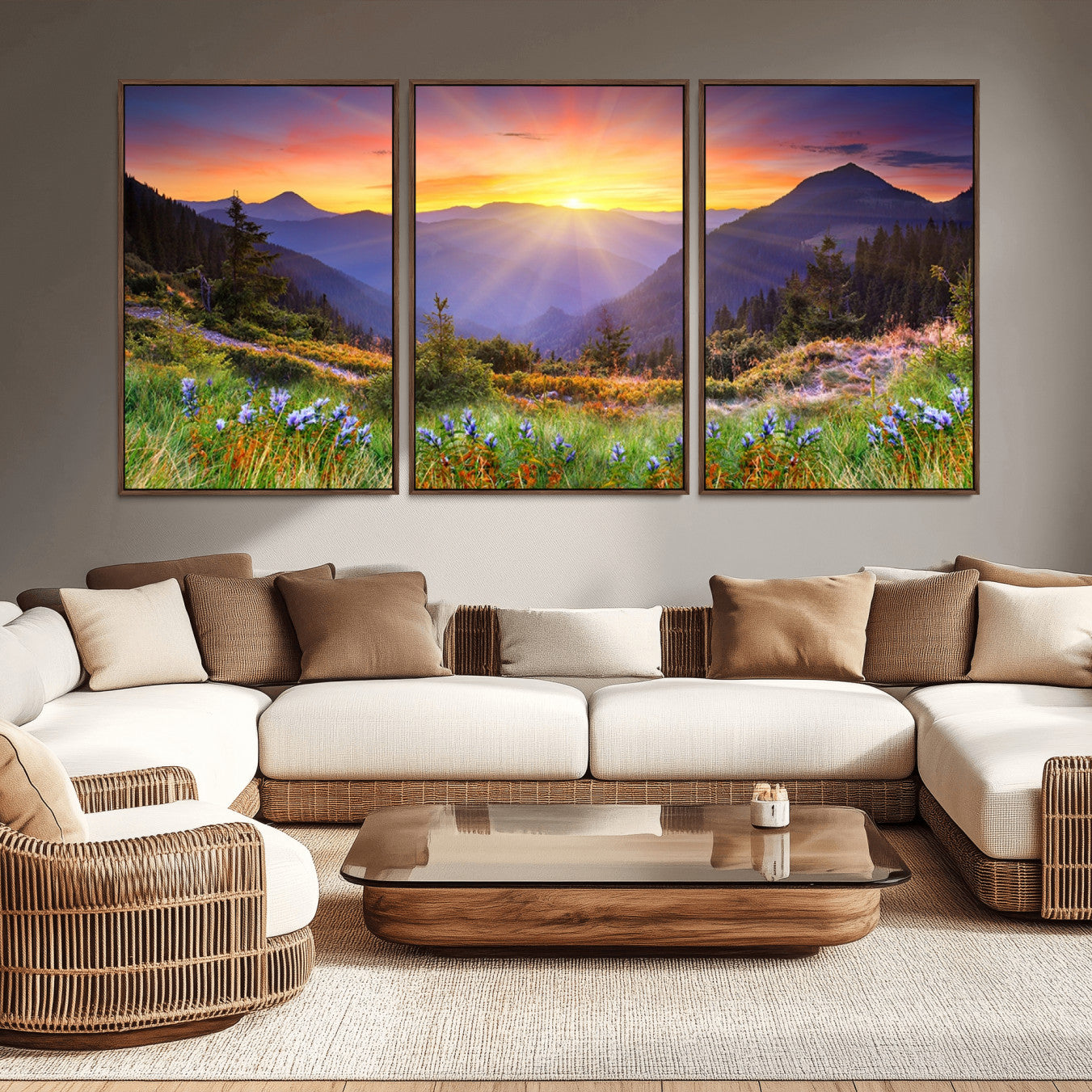 -Mountain and Spring Wall Art Canvas Print