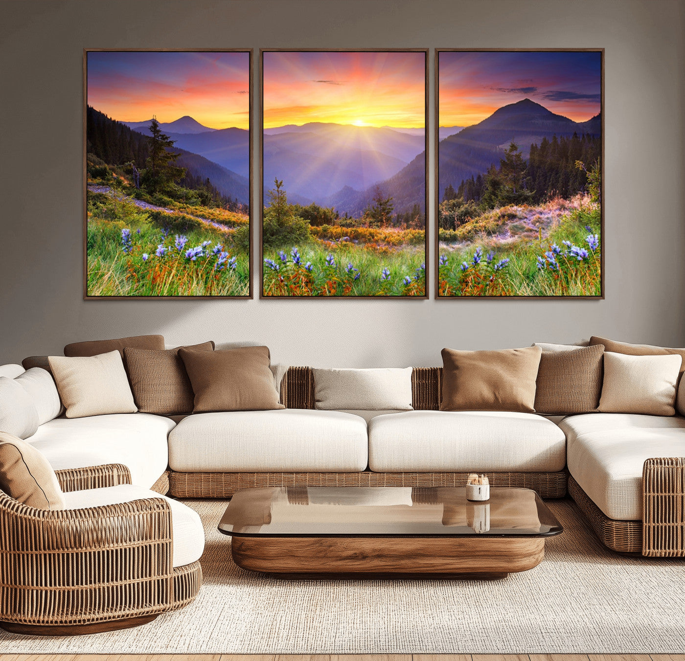 -Mountain and Spring Wall Art Canvas Print