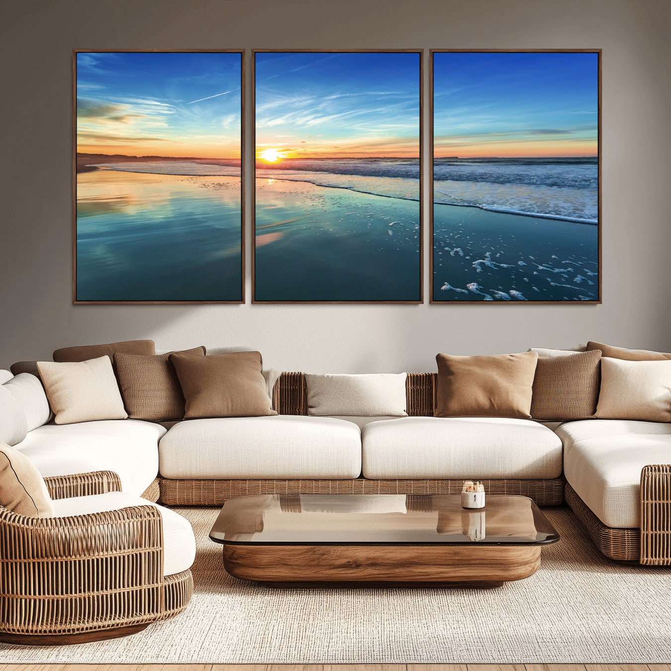 -Blue Sky and Beach Wall Art Canvas Print