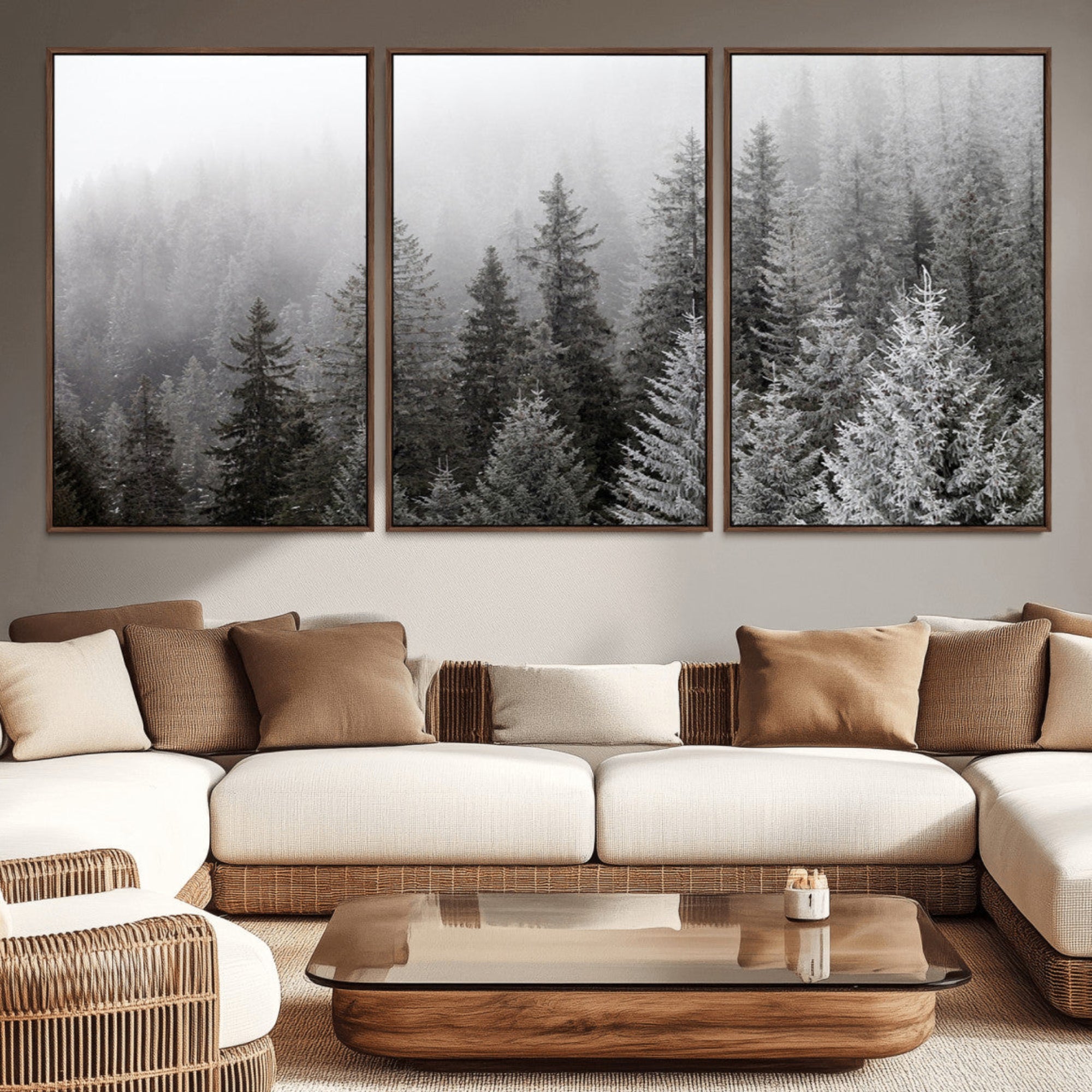 20552-MGV-CV-36X24-Big Foggy Forest and Misty Trees Forest Wall Art Canvas Print