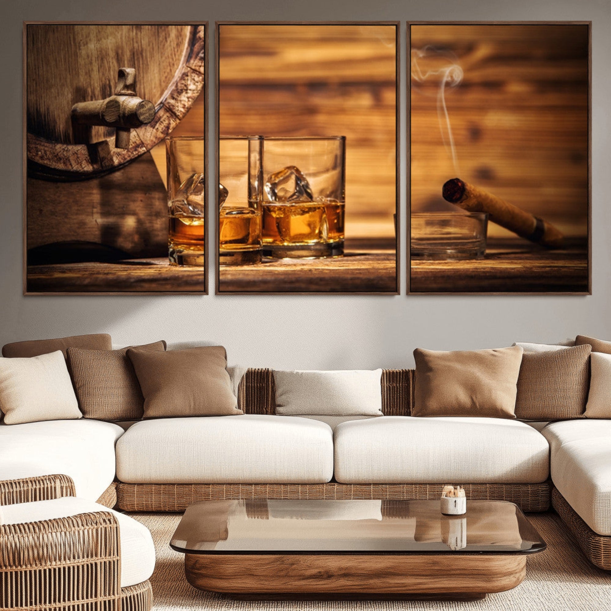96798-MGV-CV-36X24-Rustic Whiskey and Barrel Canvas Print