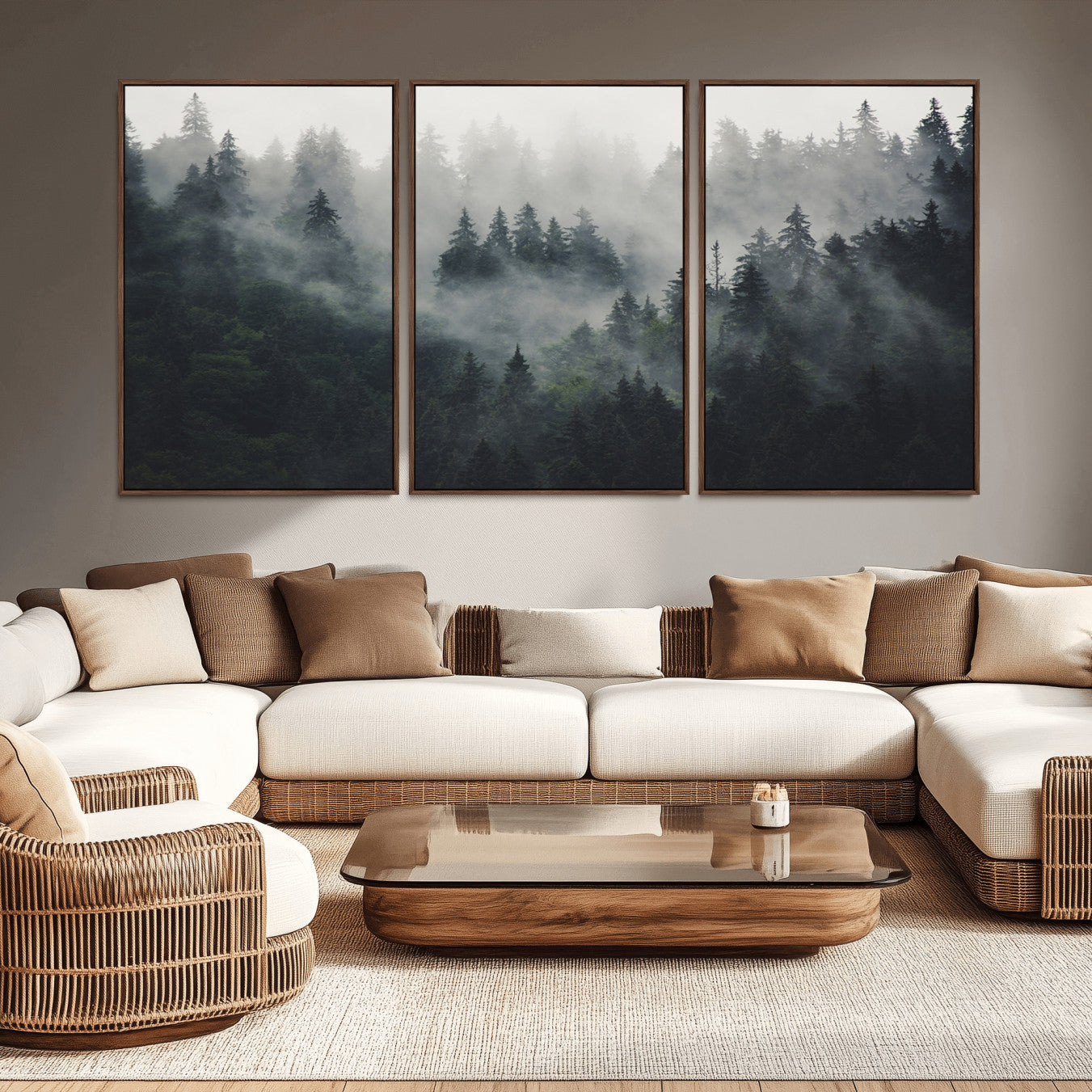 74938-MGV-CV-36X24-Nature Wall Decor - Serene Triptych Nature Print – Woodland Landscape Decor for Living Room or