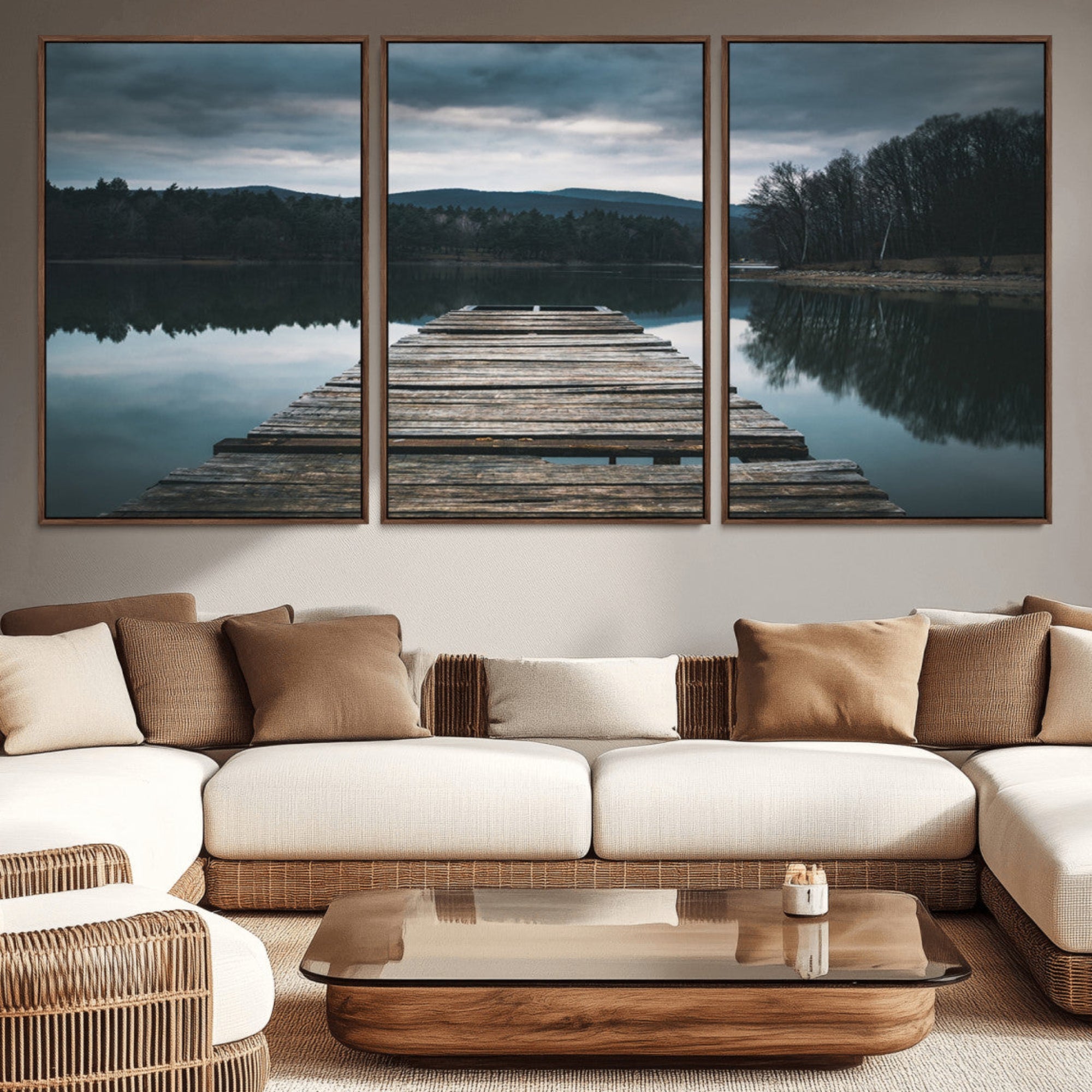 65946-MGV-CV-36X24-Wooden Bridge Near Lake Wall Art Canvas Print