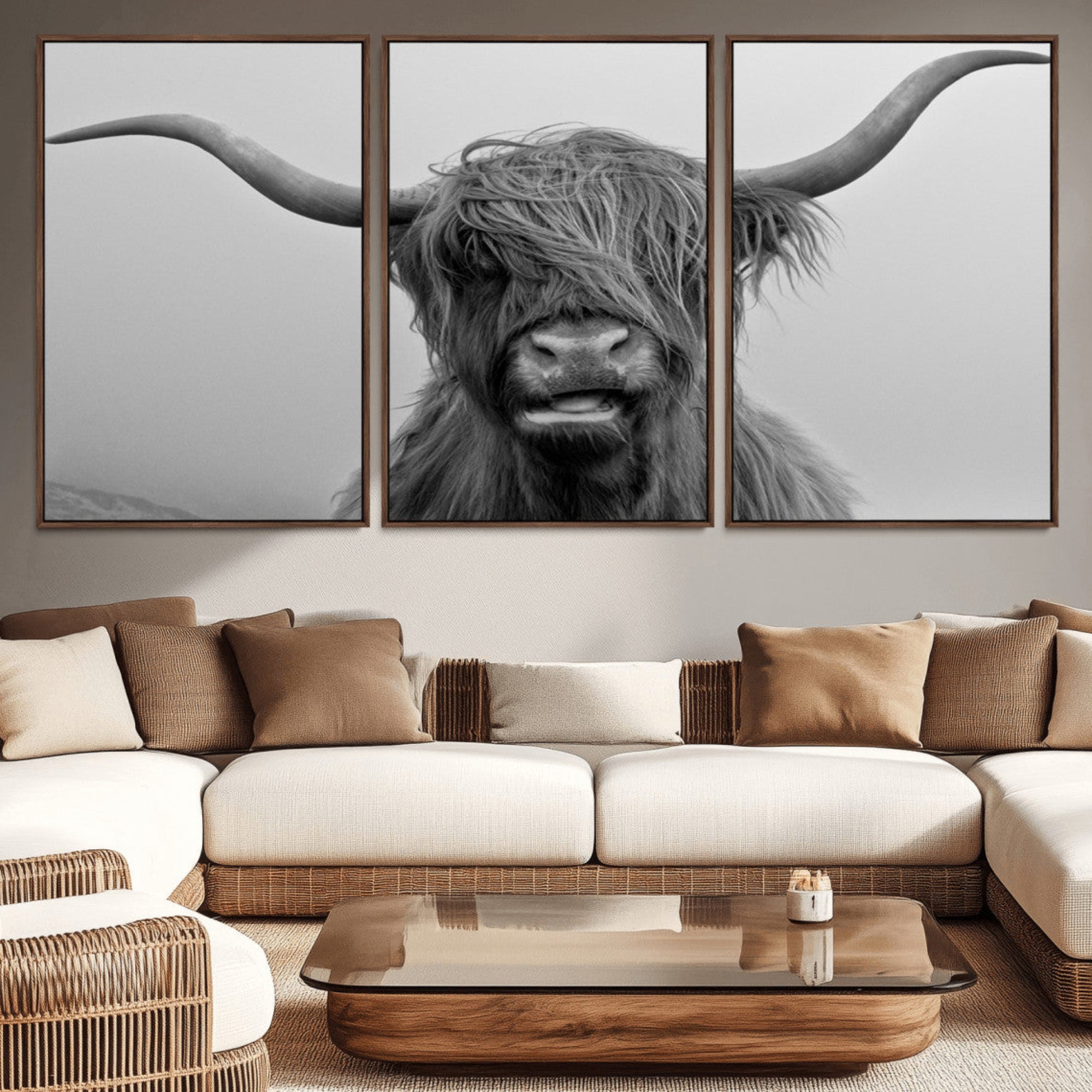 50834-MGV-CV-36X24-Texas Cow Wall Art Canvas, Texas Longhorn Cattle Canvas Print