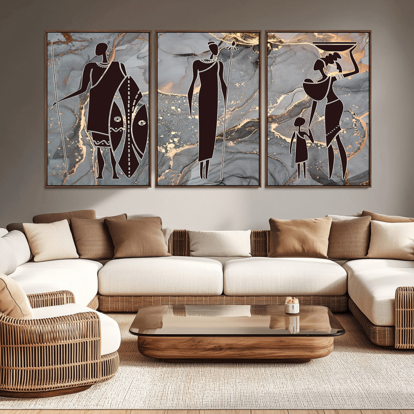 81756-MGV-CV-36X24-African American Wall Art – Elegant African Women Canvas Print, Modern Ethnic Painting for Living Room or Office Decor