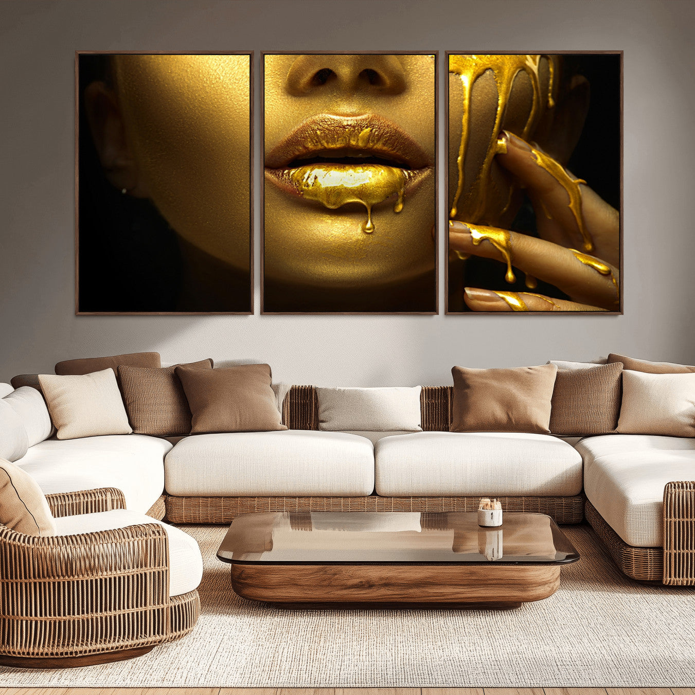 -Gold and Women Wall Art Canvas Print