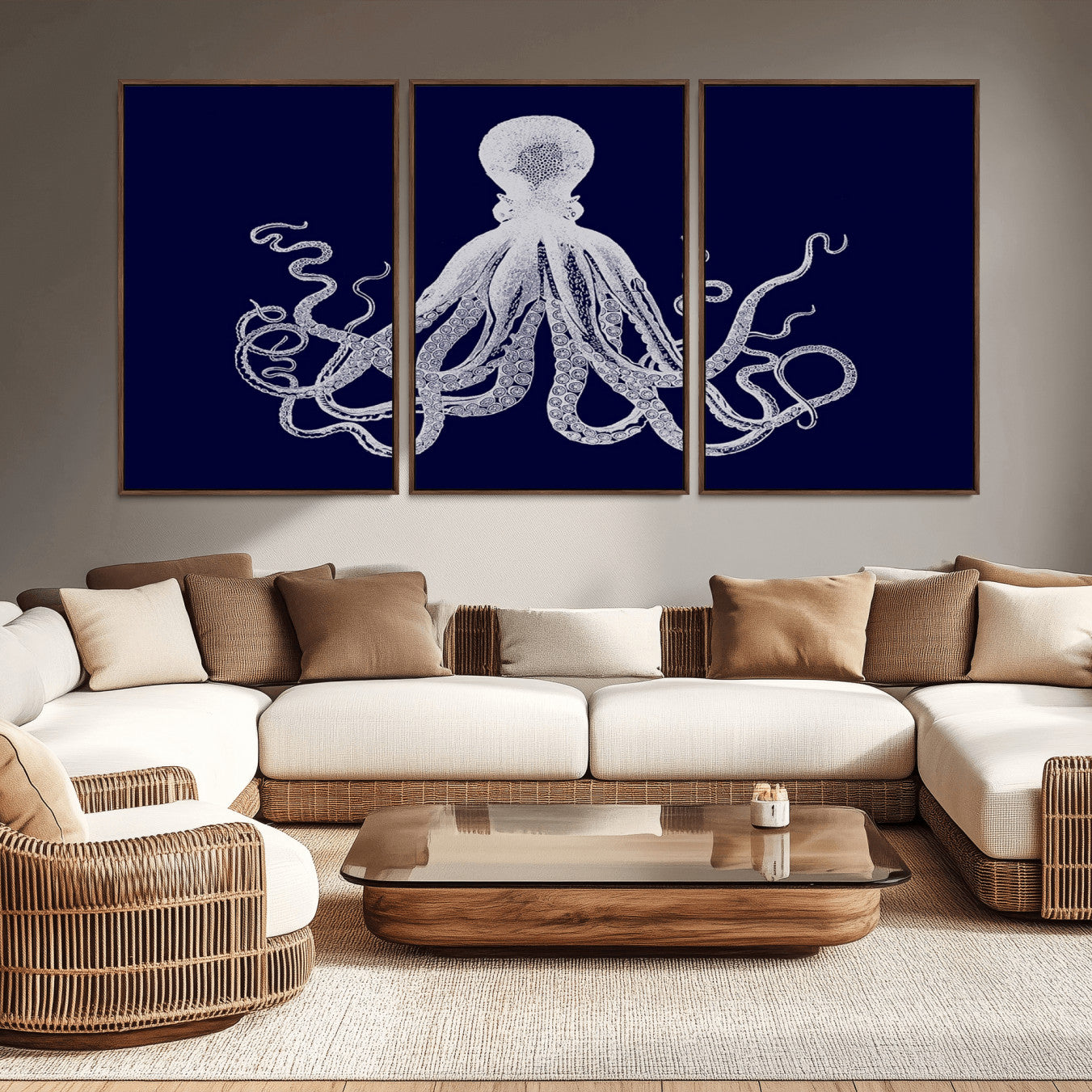 -Blue Octopus Wall Art Canvas Print