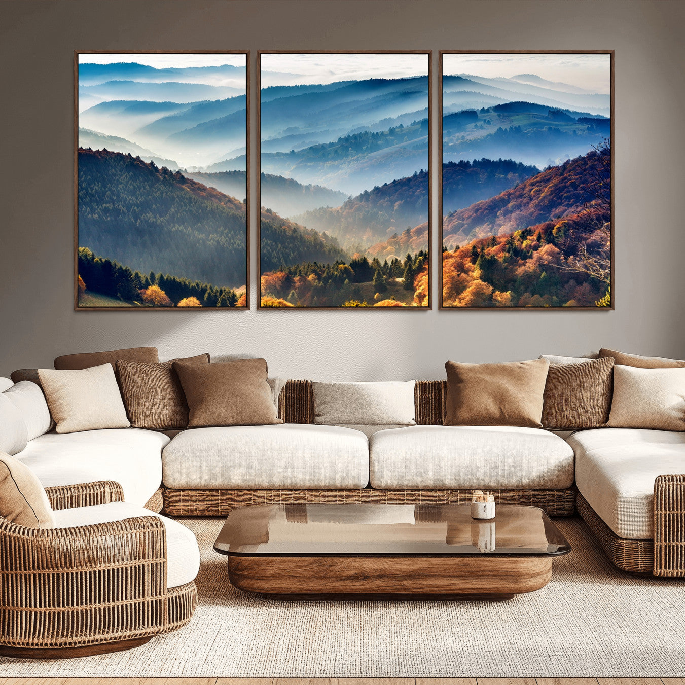 -Mountains Forest Autumn Wall Art Canvas Print