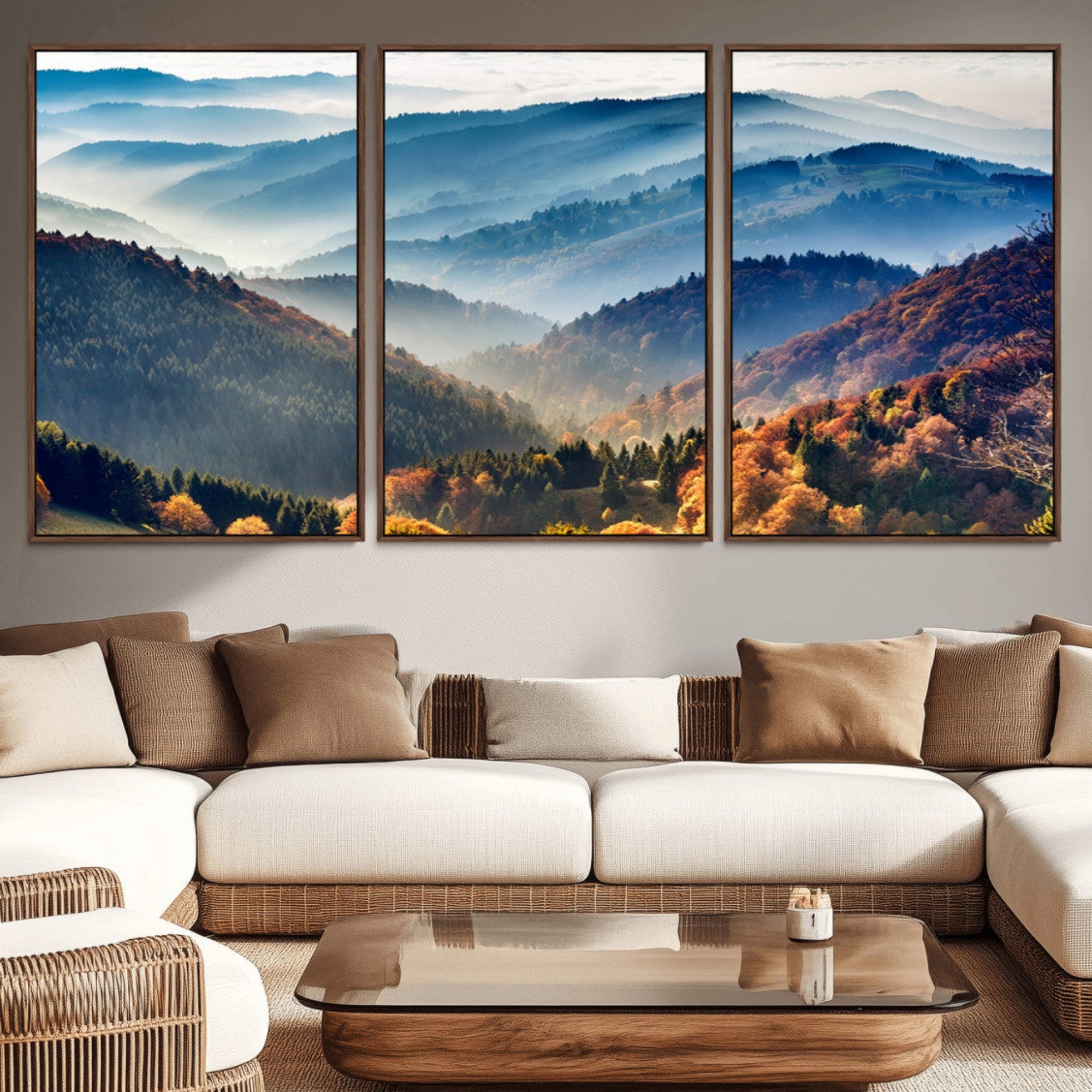 55372-MGV-CV-36X24-Mountains Forest Autumn Wall Art Canvas Print