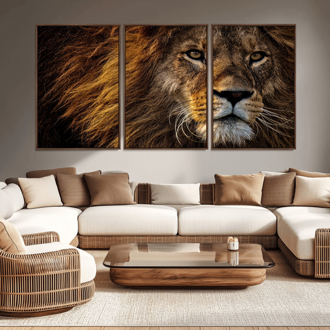 98665-MGV-CV-36X24-Mighty Lion Wall Art Canvas Print – Majestic Animal Portrait Artwork for Home, Office, Living Room, Guest Room