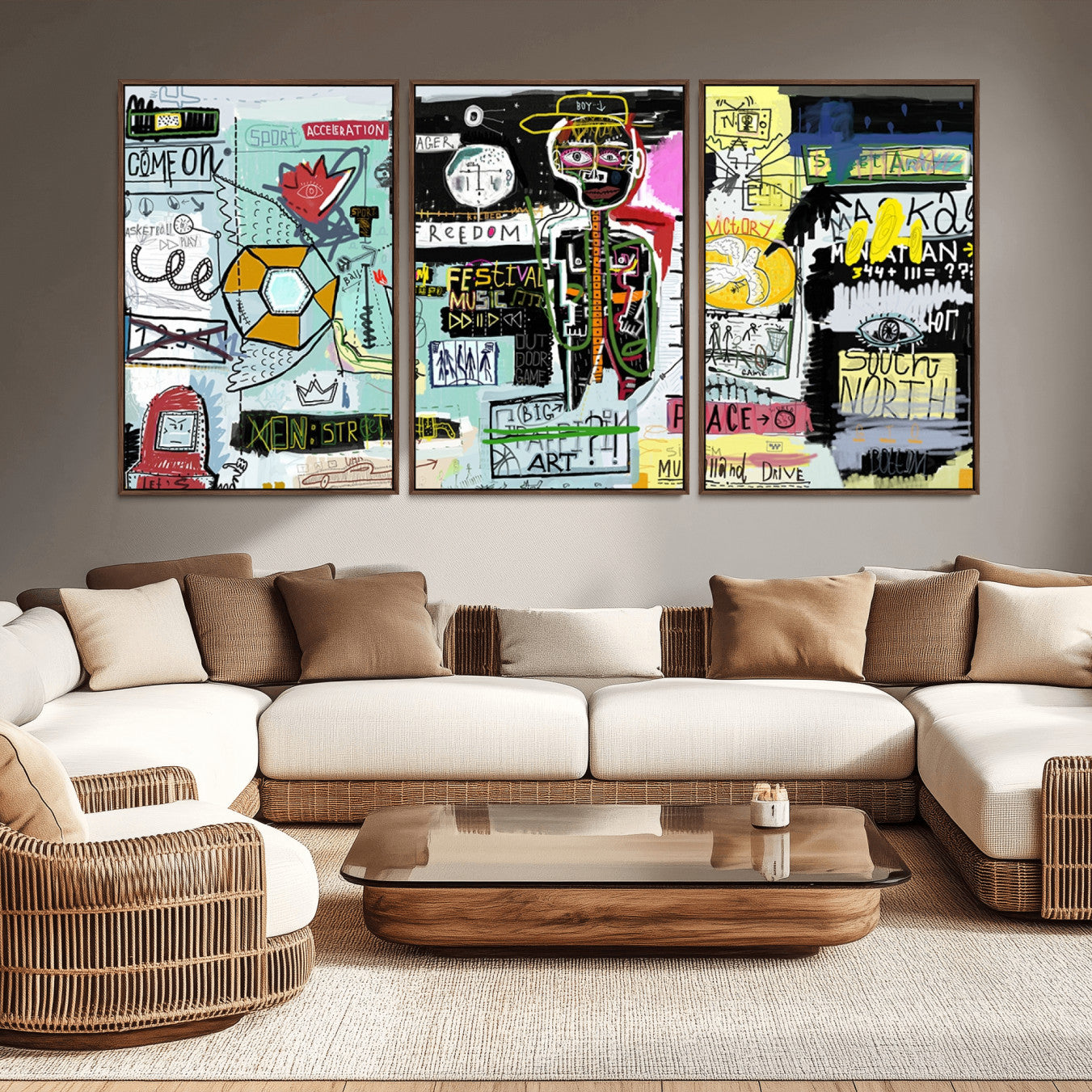 -Graffiti Wall Art – Colorful Urban Street Canvas Print, Modern Expressionist Painting for Living Room, Studio or Office, Bold Art Decor