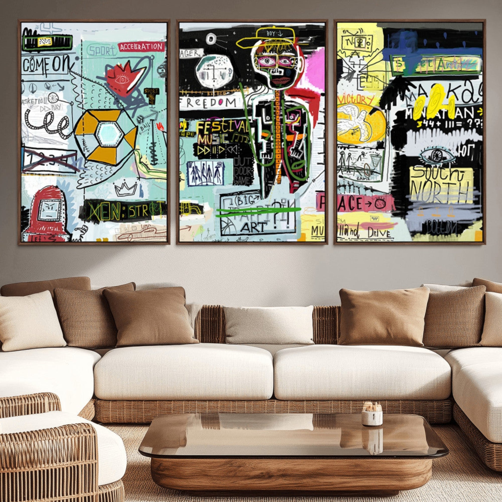 10504-MGV-CV-36X24-Graffiti Wall Art – Colorful Urban Street Canvas Print, Modern Expressionist Painting for Living Room, Studio or Office, Bold Art Decor